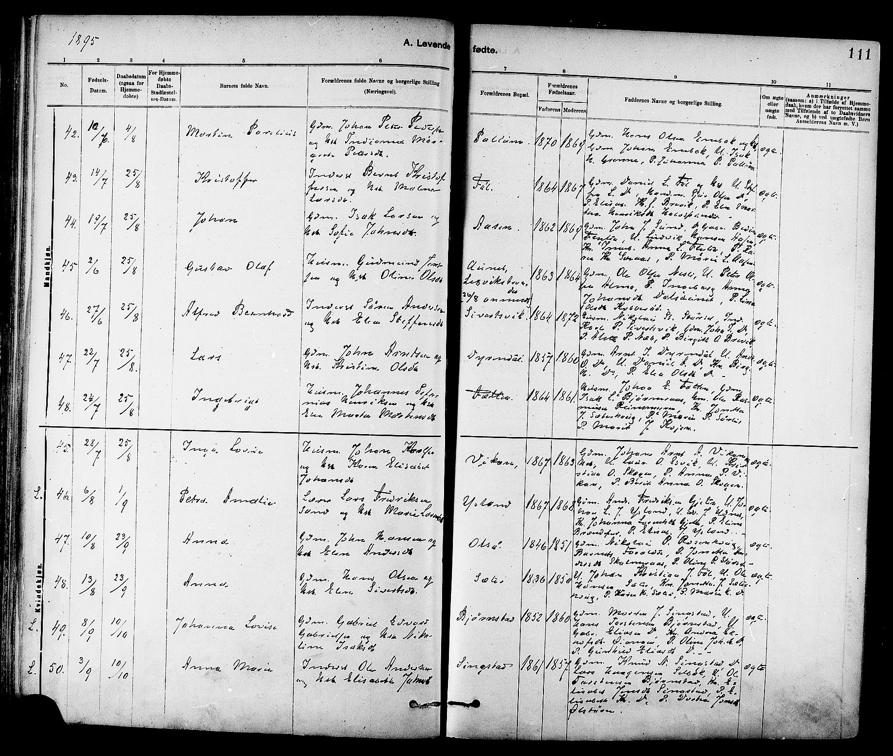 Ministerialprotokoller, klokkerbøker og fødselsregistre - Sør-Trøndelag, AV/SAT-A-1456/647/L0634: Parish register (official) no. 647A01, 1885-1896, p. 111