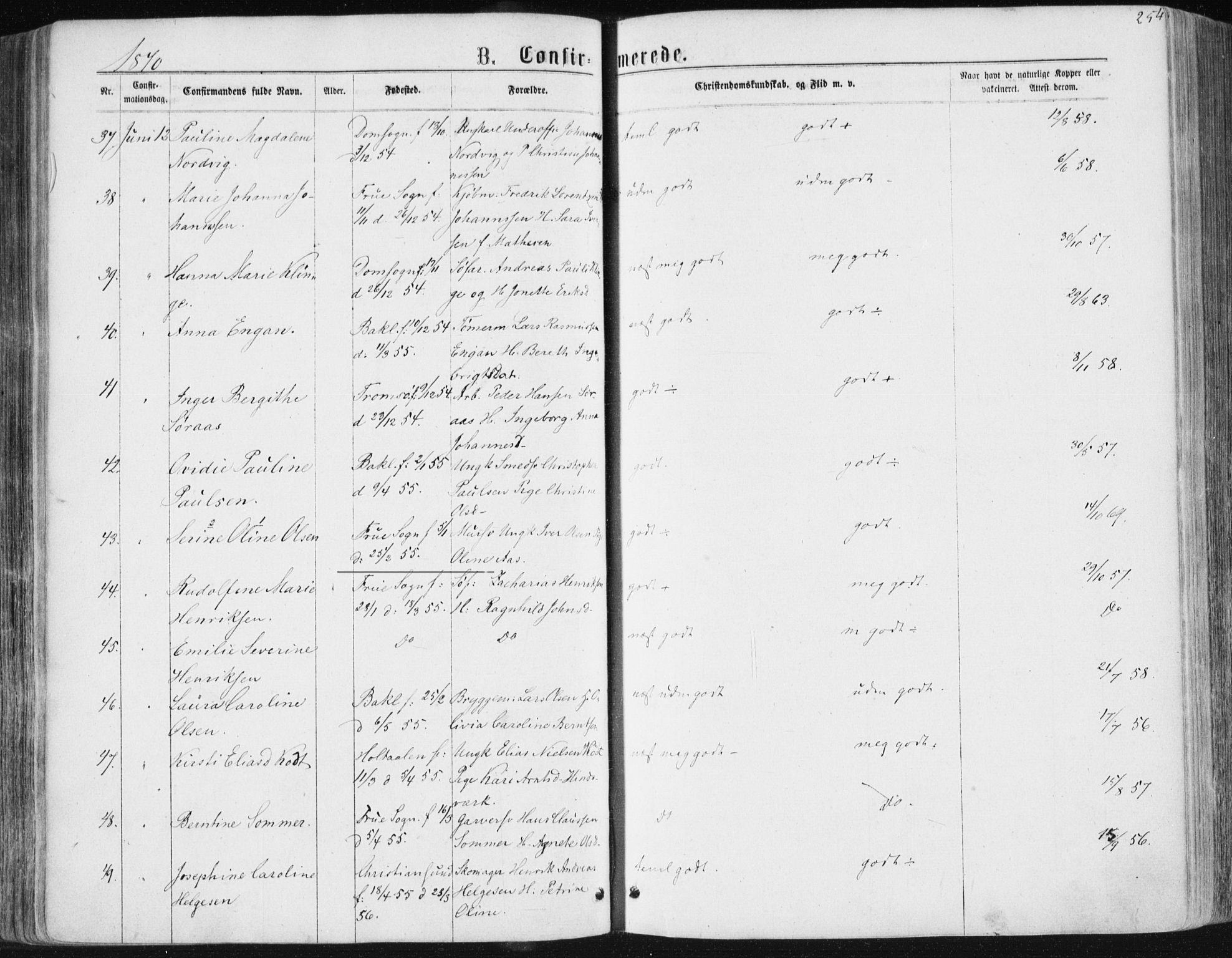 Ministerialprotokoller, klokkerbøker og fødselsregistre - Sør-Trøndelag, AV/SAT-A-1456/604/L0186: Parish register (official) no. 604A07, 1866-1877, p. 254