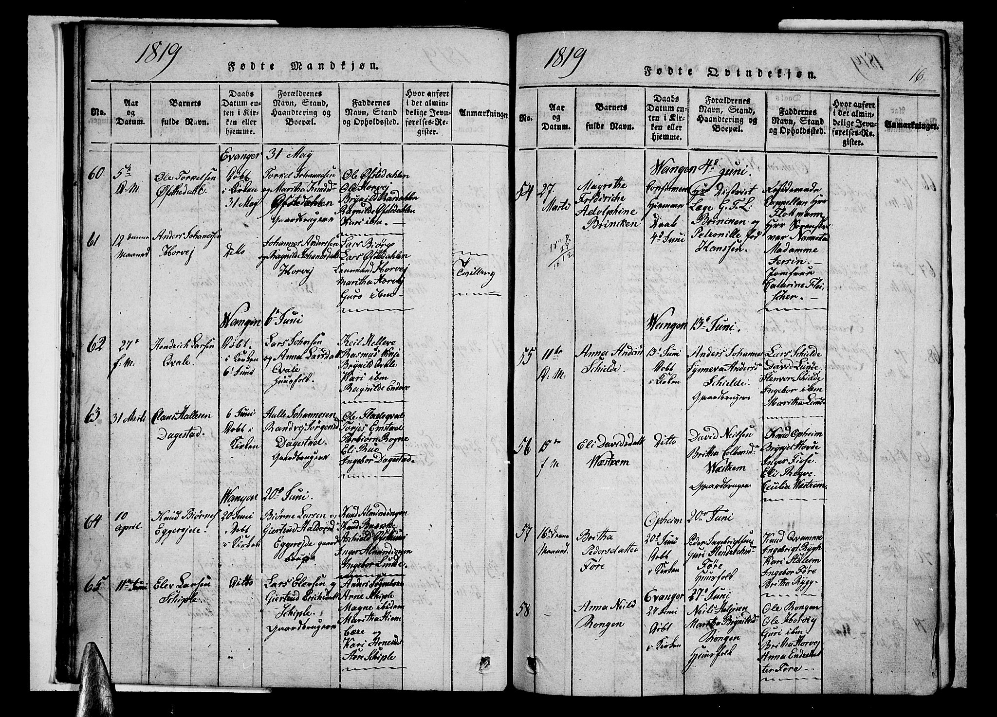 Voss sokneprestembete, SAB/A-79001/H/Haa: Parish register (official) no. A 11, 1816-1827, p. 16