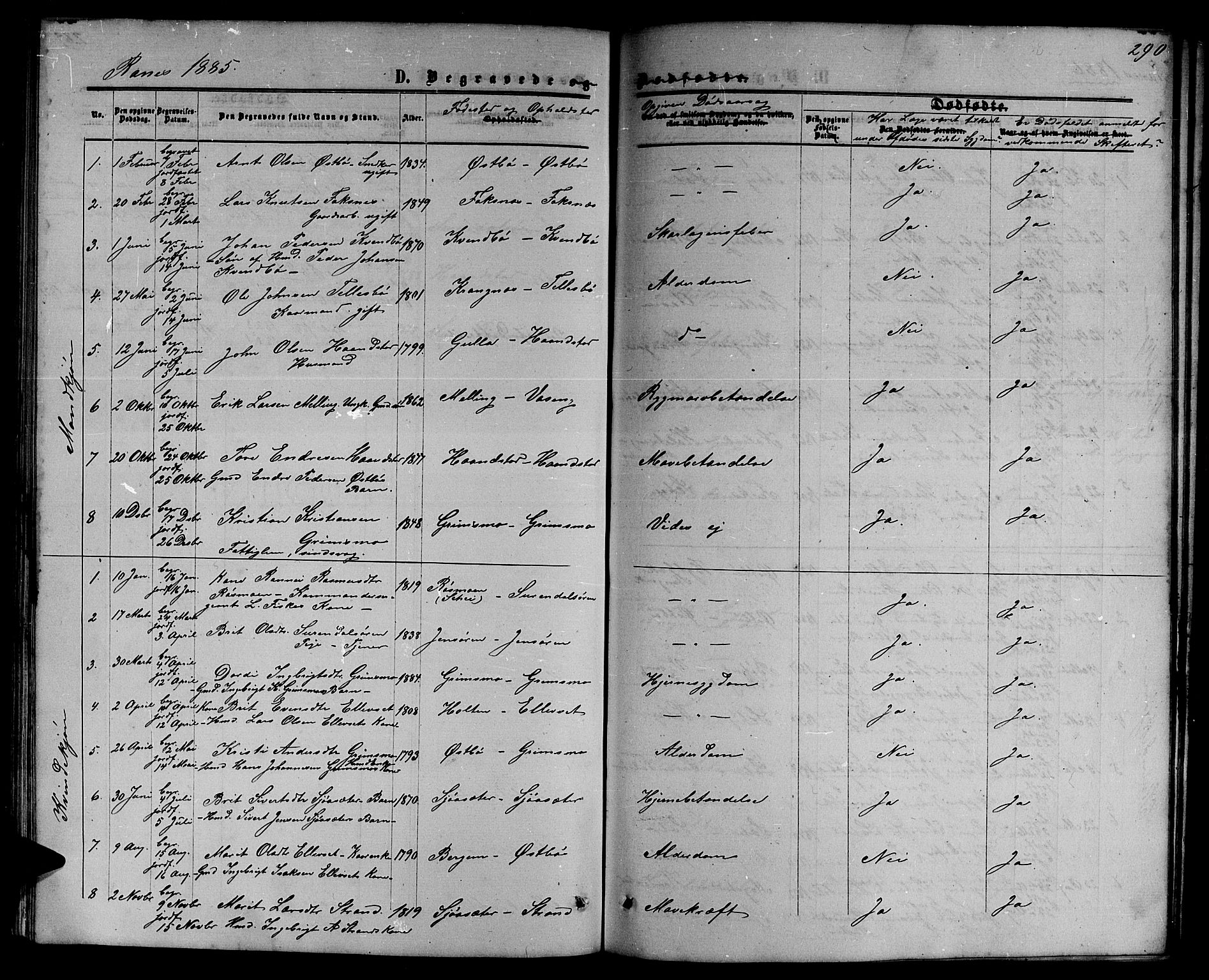 Ministerialprotokoller, klokkerbøker og fødselsregistre - Møre og Romsdal, SAT/A-1454/595/L1051: Parish register (copy) no. 595C03, 1866-1891, p. 290