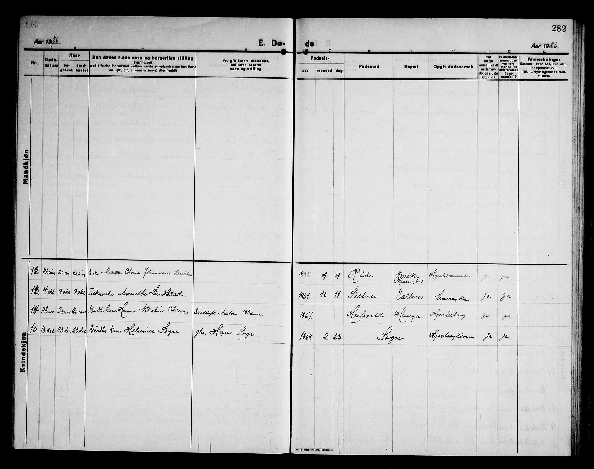 Råde prestekontor kirkebøker, SAO/A-2009/G/Ga/L0002: Parish register (copy) no. I 2, 1926-1947, p. 282