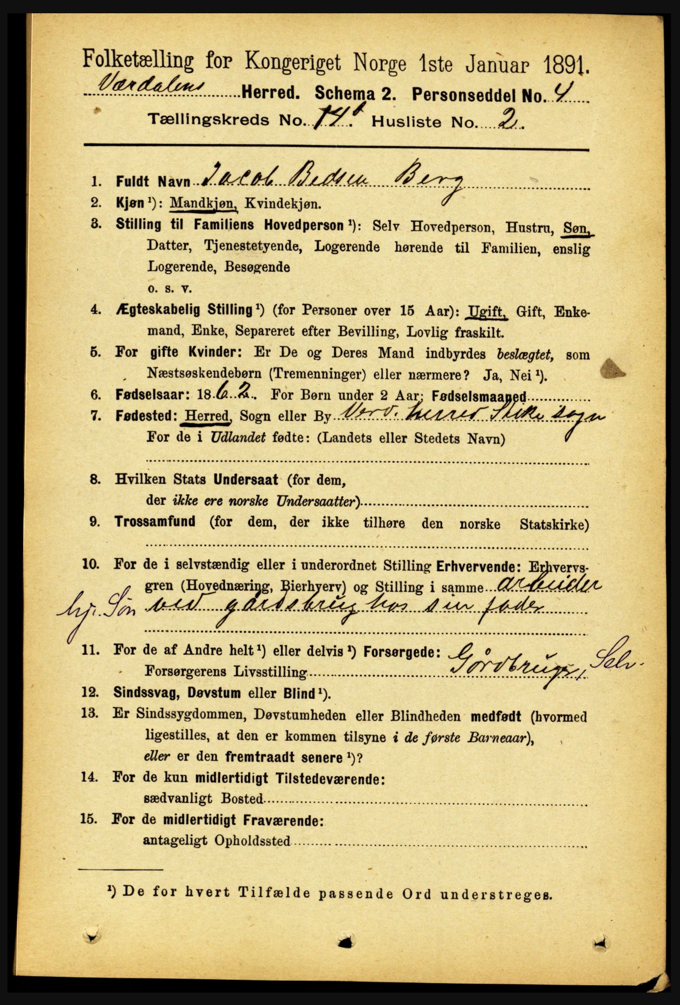 RA, 1891 census for 1721 Verdal, 1891, p. 7373