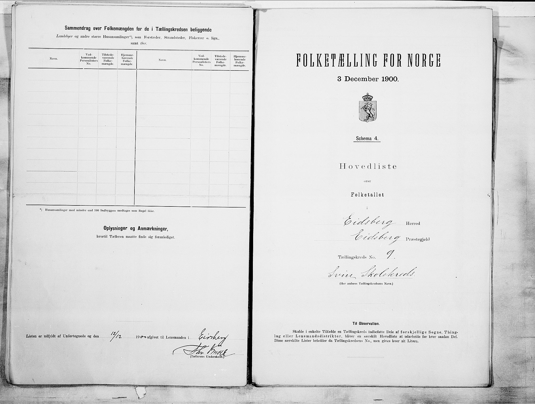 SAO, 1900 census for Eidsberg, 1900, p. 22