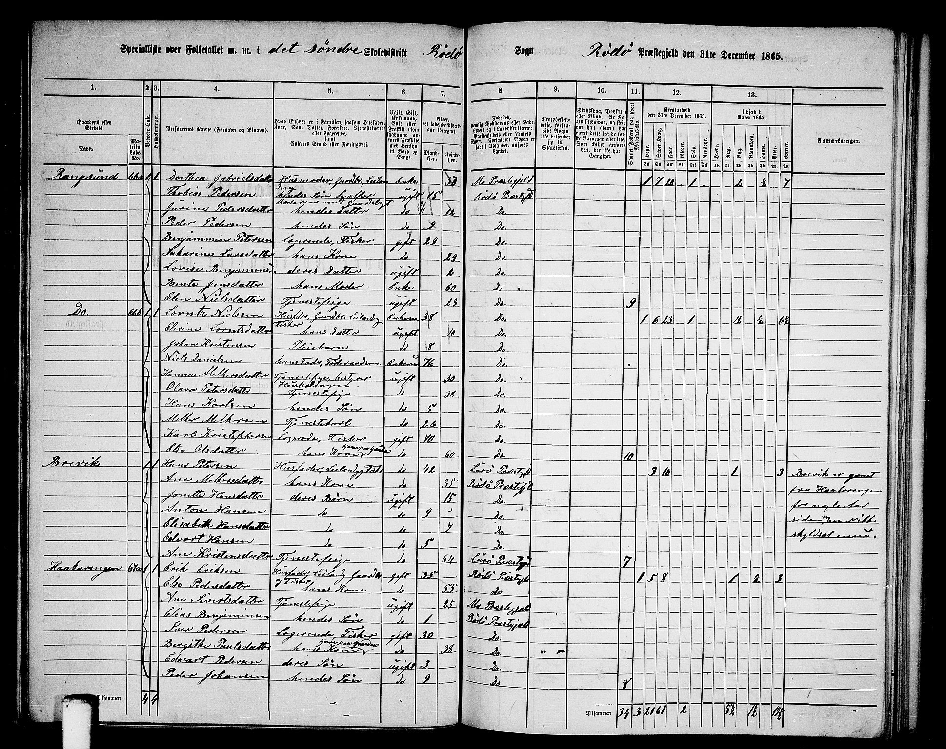 RA, 1865 census for Rødøy, 1865, p. 28