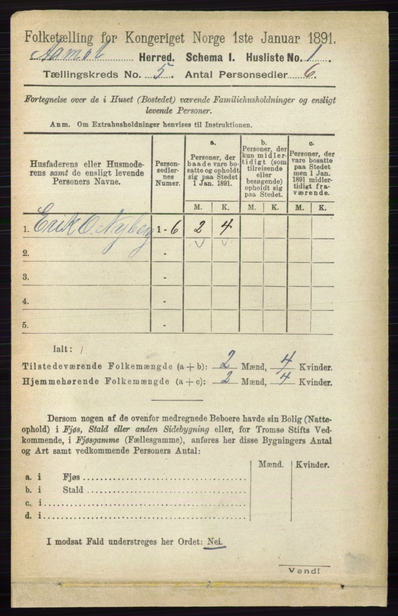 RA, 1891 census for 0429 Åmot, 1891, p. 2254