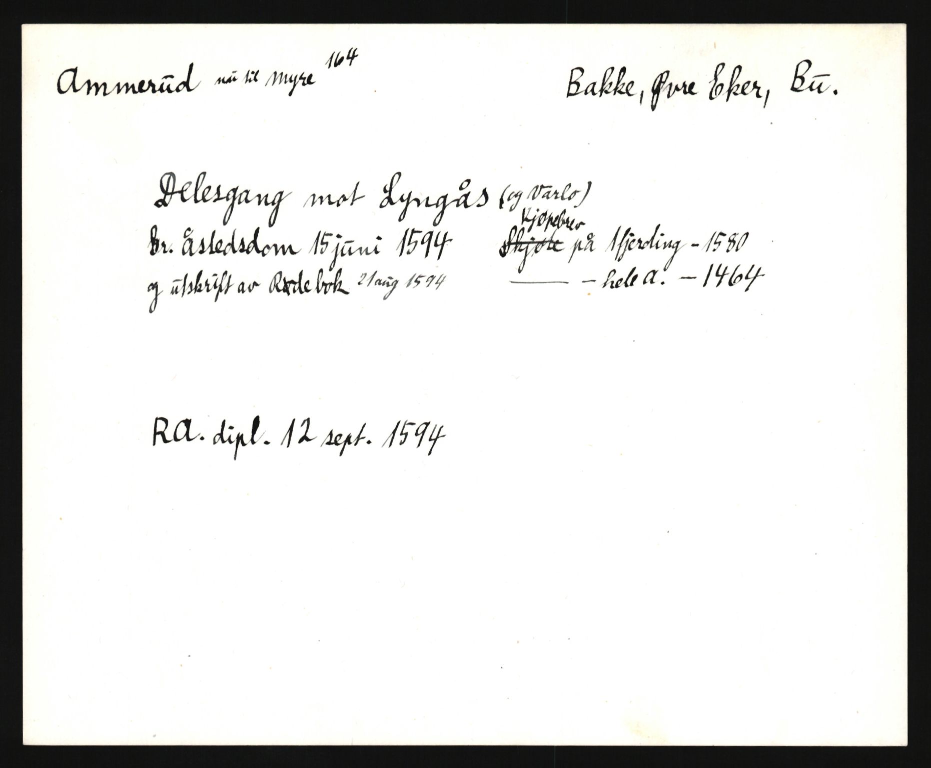 Riksarkivets diplomsamling, AV/RA-EA-5965/F35/F35e/L0015: Registreringssedler Buskerud 4, 1400-1700, p. 59