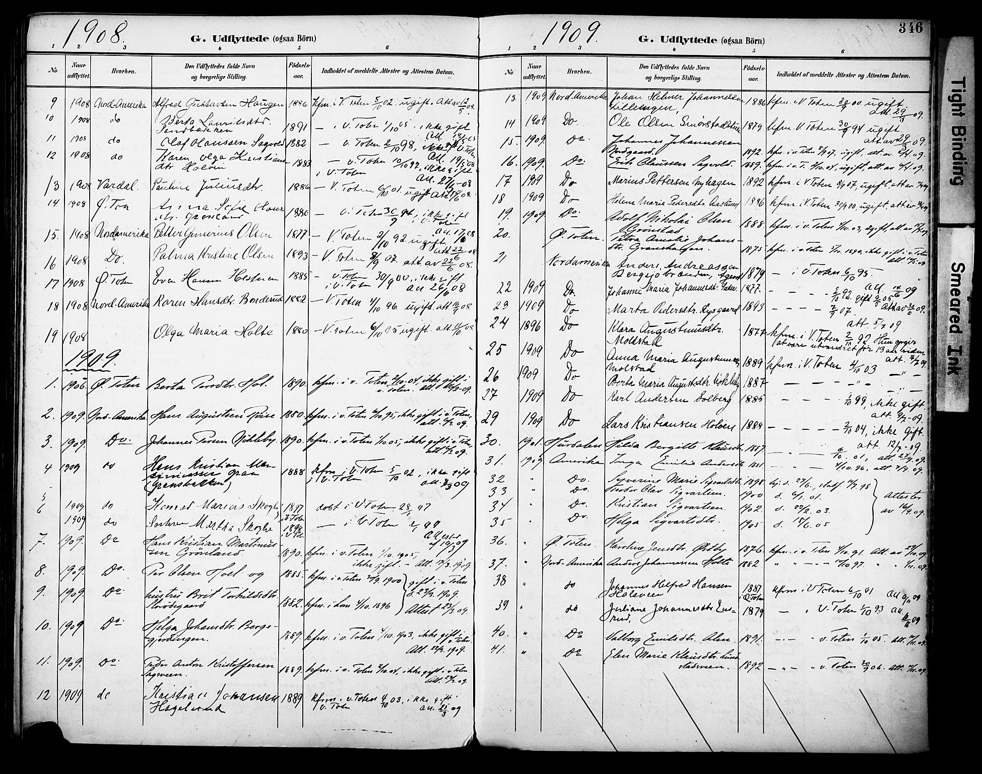 Vestre Toten prestekontor, SAH/PREST-108/H/Ha/Haa/L0013: Parish register (official) no. 13, 1895-1911, p. 346