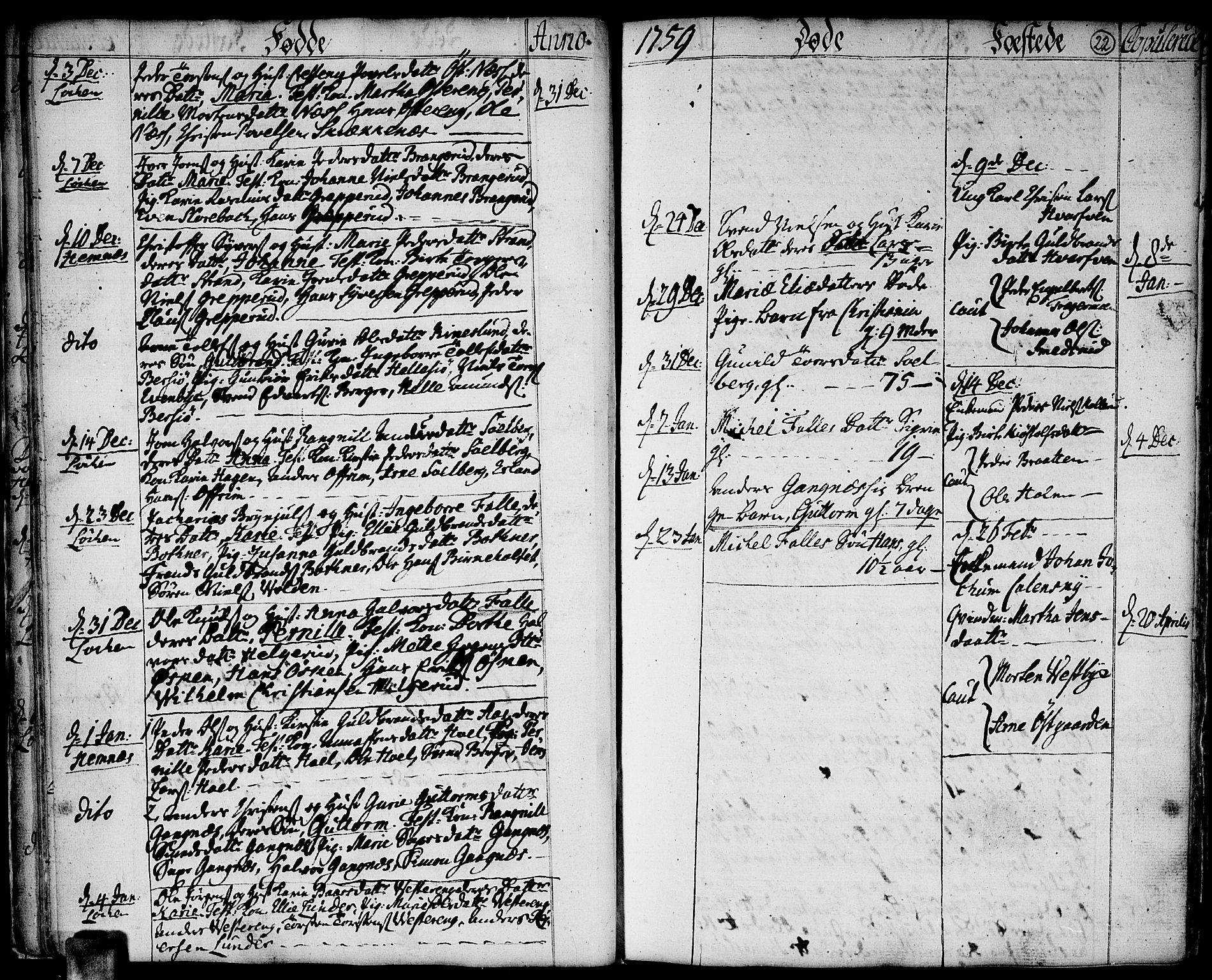 Høland prestekontor Kirkebøker, SAO/A-10346a/F/Fa/L0004: Parish register (official) no. I 4, 1757-1780, p. 22