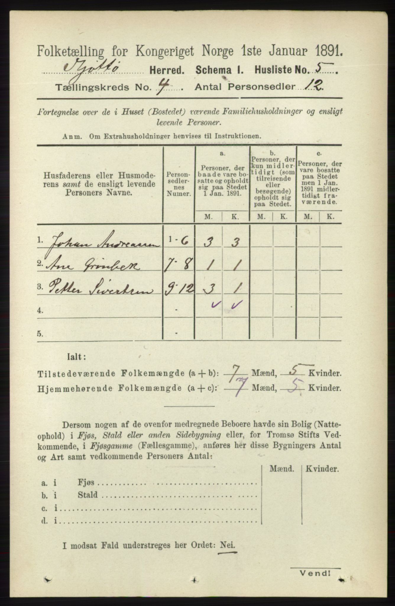 RA, 1891 census for 1817 Tjøtta, 1891, p. 1705