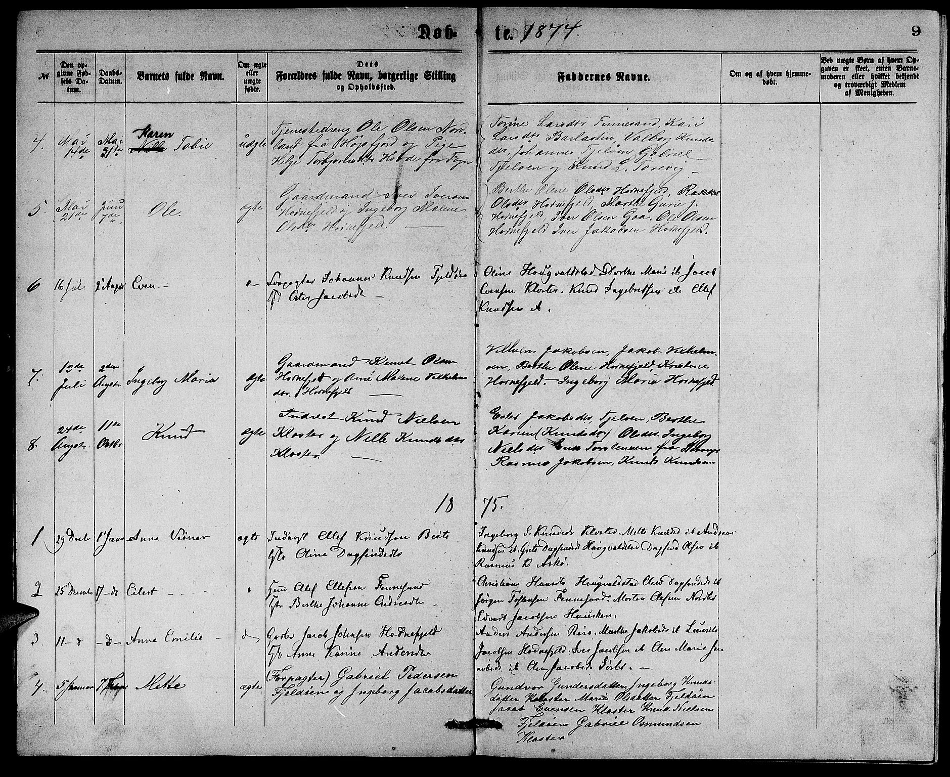 Rennesøy sokneprestkontor, SAST/A -101827/H/Ha/Hab/L0004: Parish register (copy) no. B 4, 1870-1889, p. 9