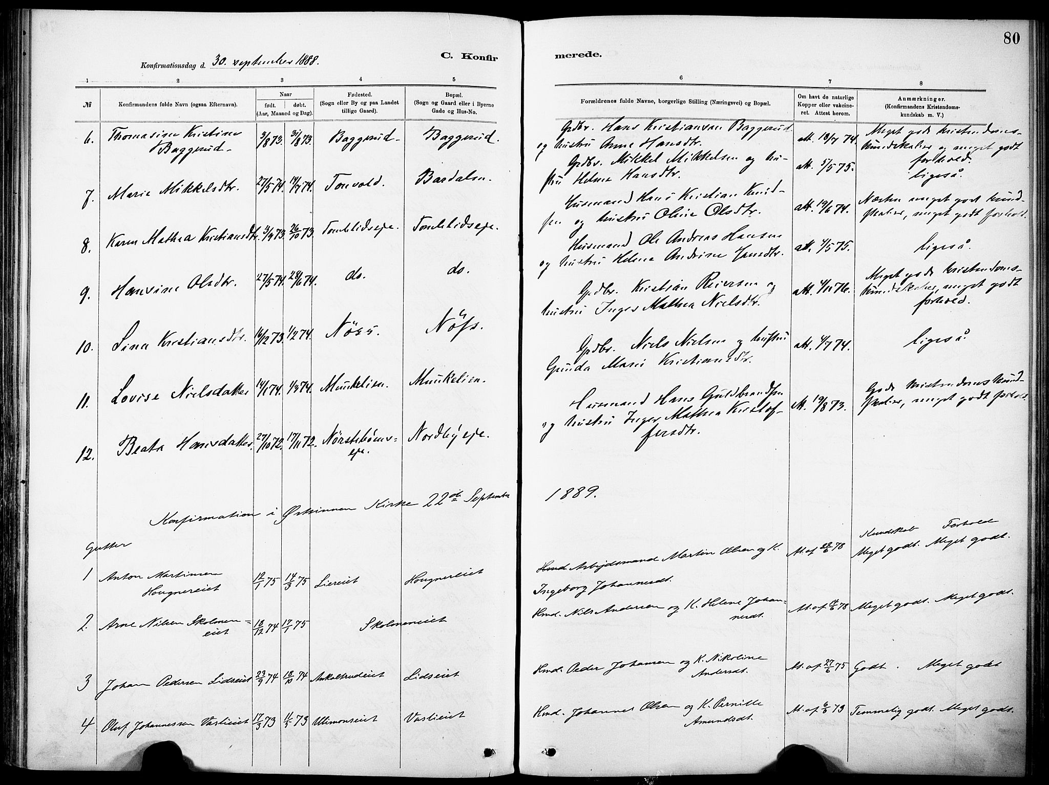 Nordre Land prestekontor, AV/SAH-PREST-124/H/Ha/Haa/L0005: Parish register (official) no. 5, 1882-1903, p. 80