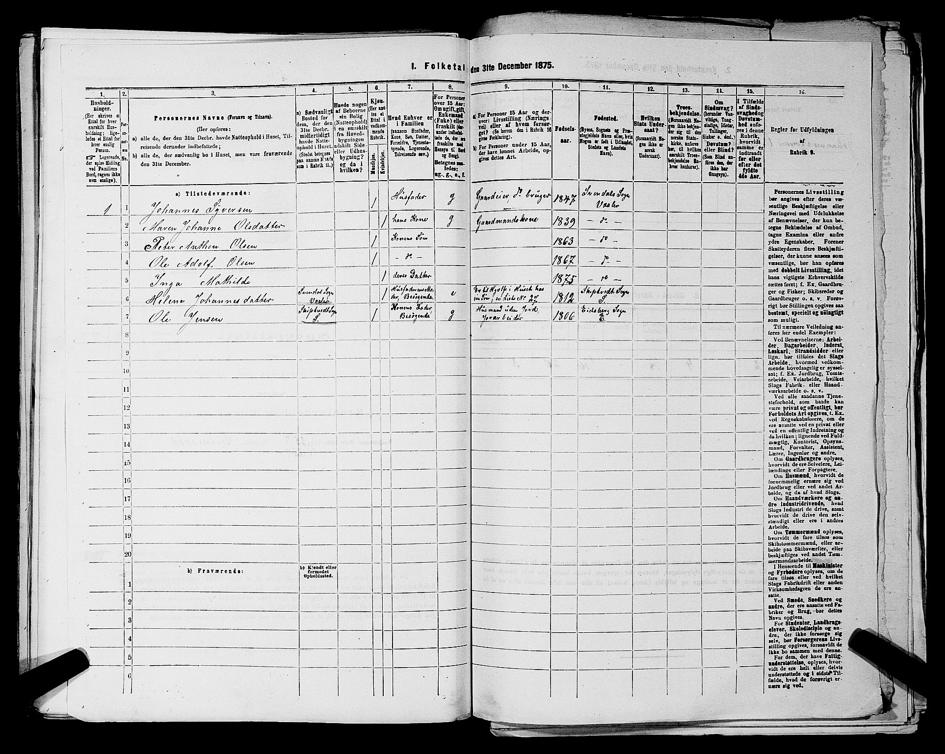 RA, 1875 census for 0137P Våler, 1875, p. 860