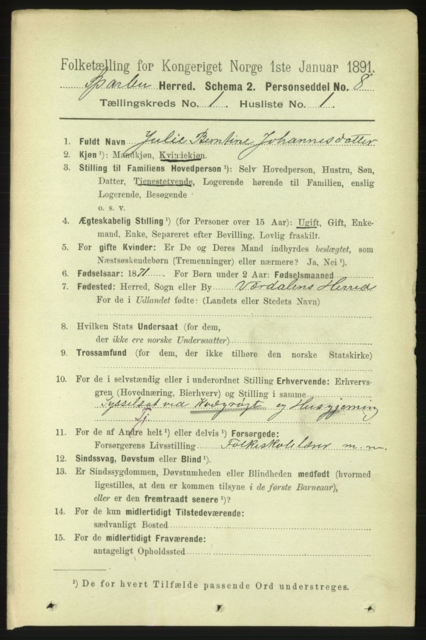 RA, 1891 census for 1731 Sparbu, 1891, p. 125