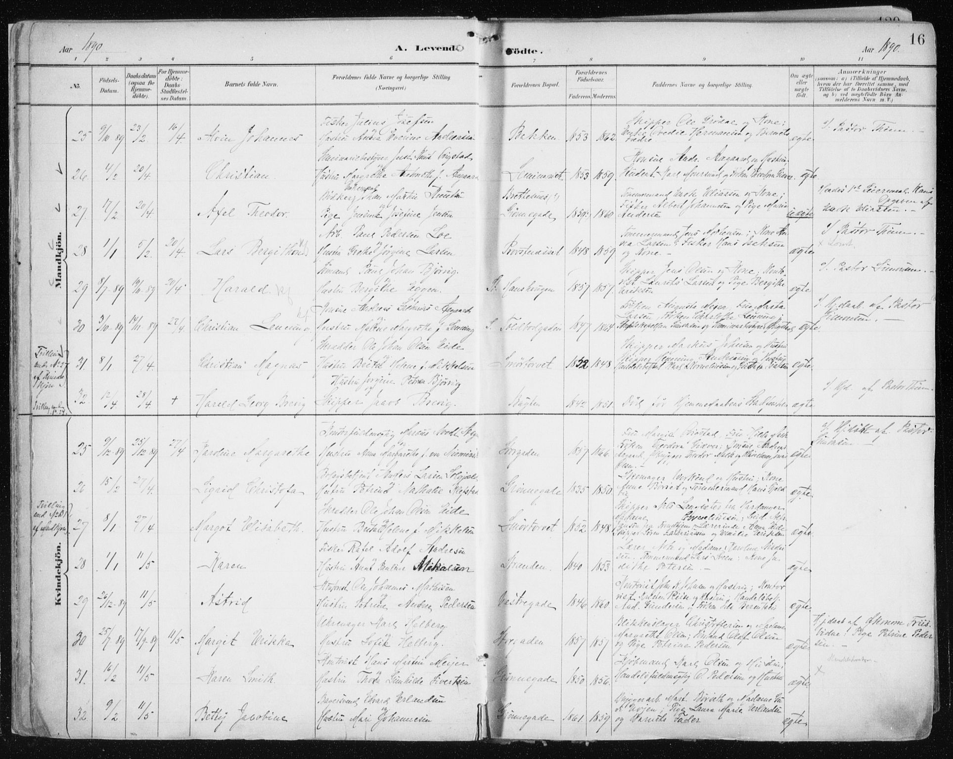 Tromsø sokneprestkontor/stiftsprosti/domprosti, SATØ/S-1343/G/Ga/L0015kirke: Parish register (official) no. 15, 1889-1899, p. 16