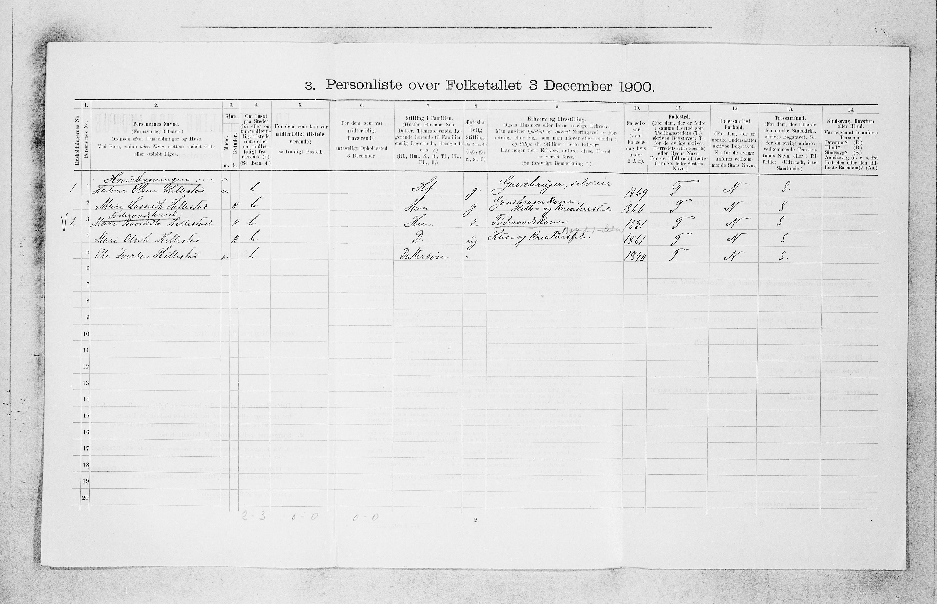 SAB, 1900 census for Borgund, 1900, p. 132