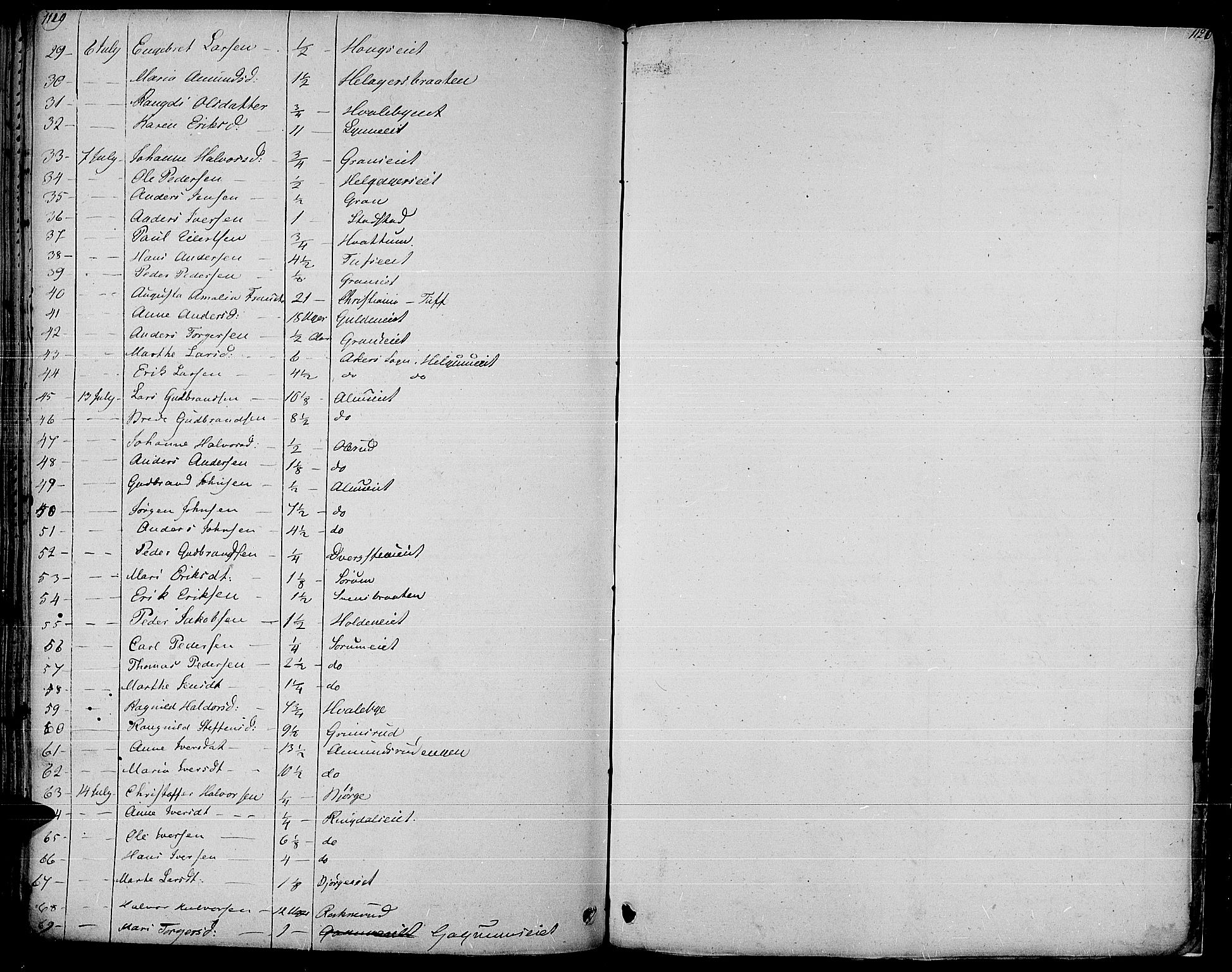 Gran prestekontor, SAH/PREST-112/H/Ha/Haa/L0010: Parish register (official) no. 10, 1824-1842, p. 1119-1120