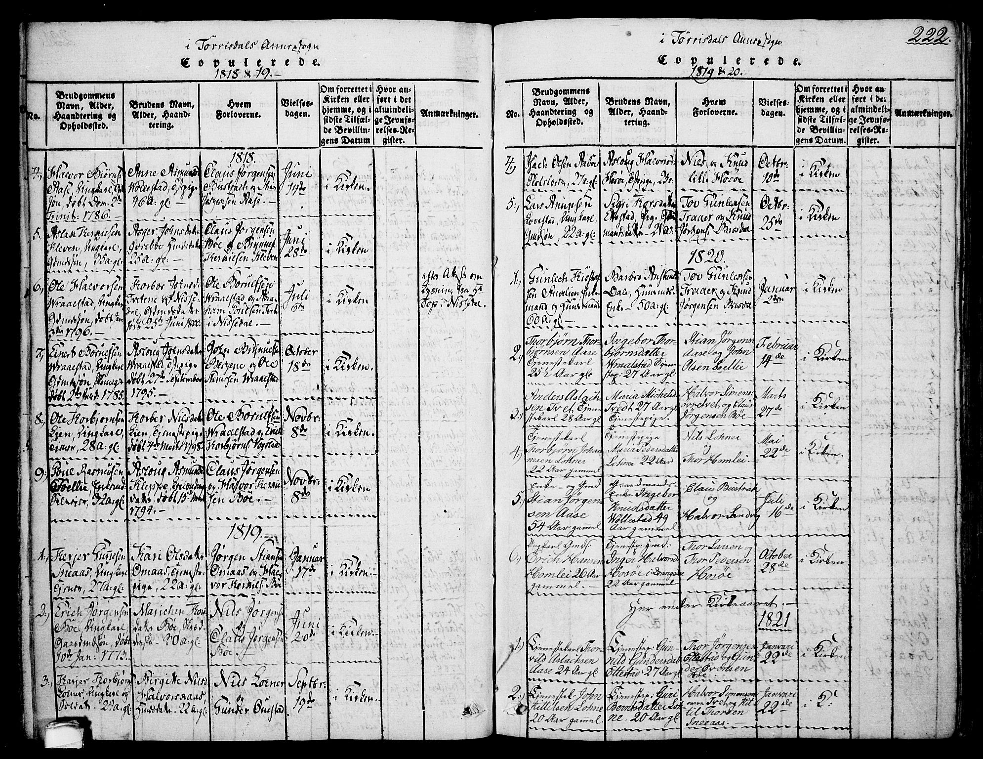 Drangedal kirkebøker, SAKO/A-258/F/Fa/L0005: Parish register (official) no. 5 /2, 1814-1831, p. 222