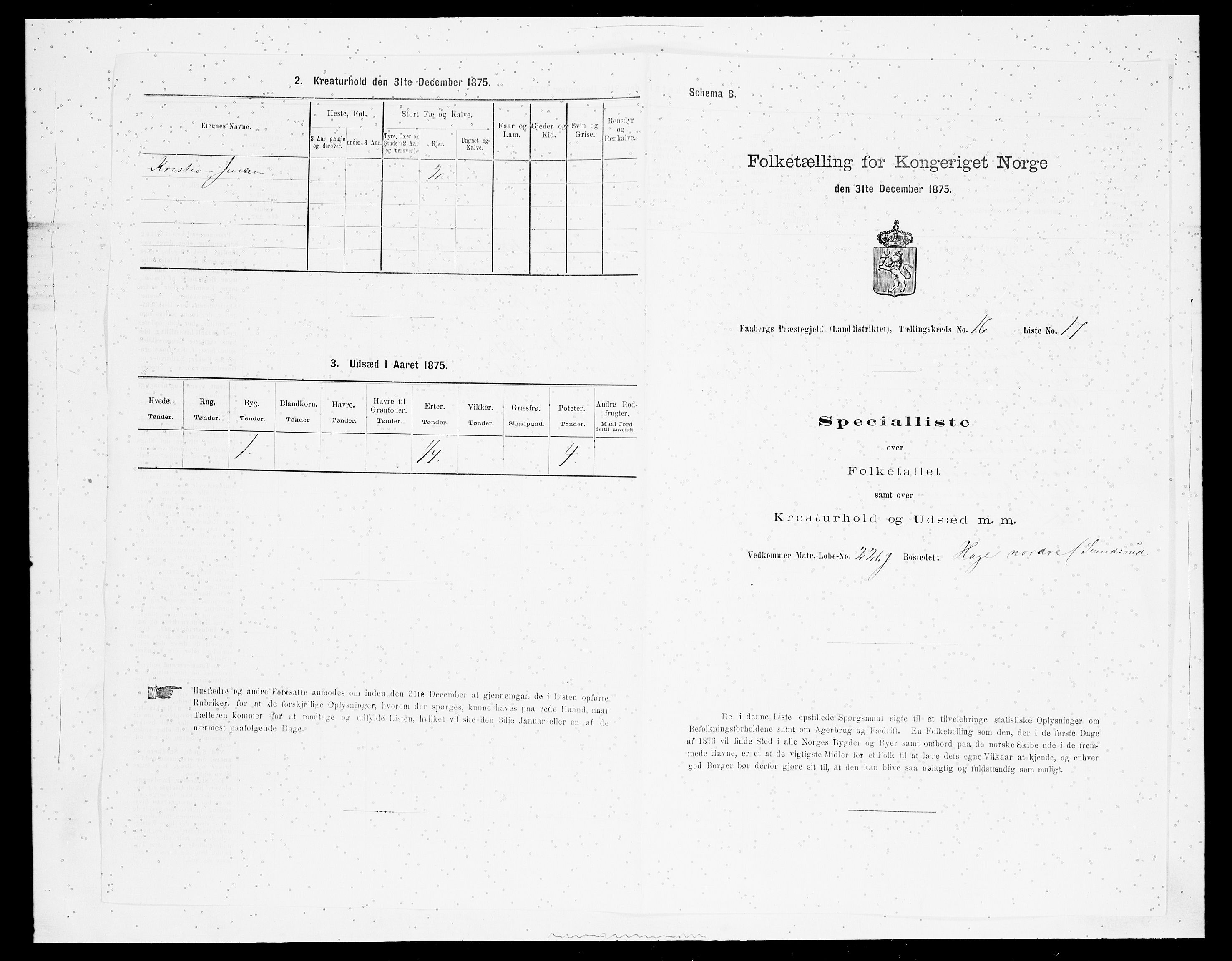 SAH, 1875 census for 0524L Fåberg/Fåberg og Lillehammer, 1875, p. 1949