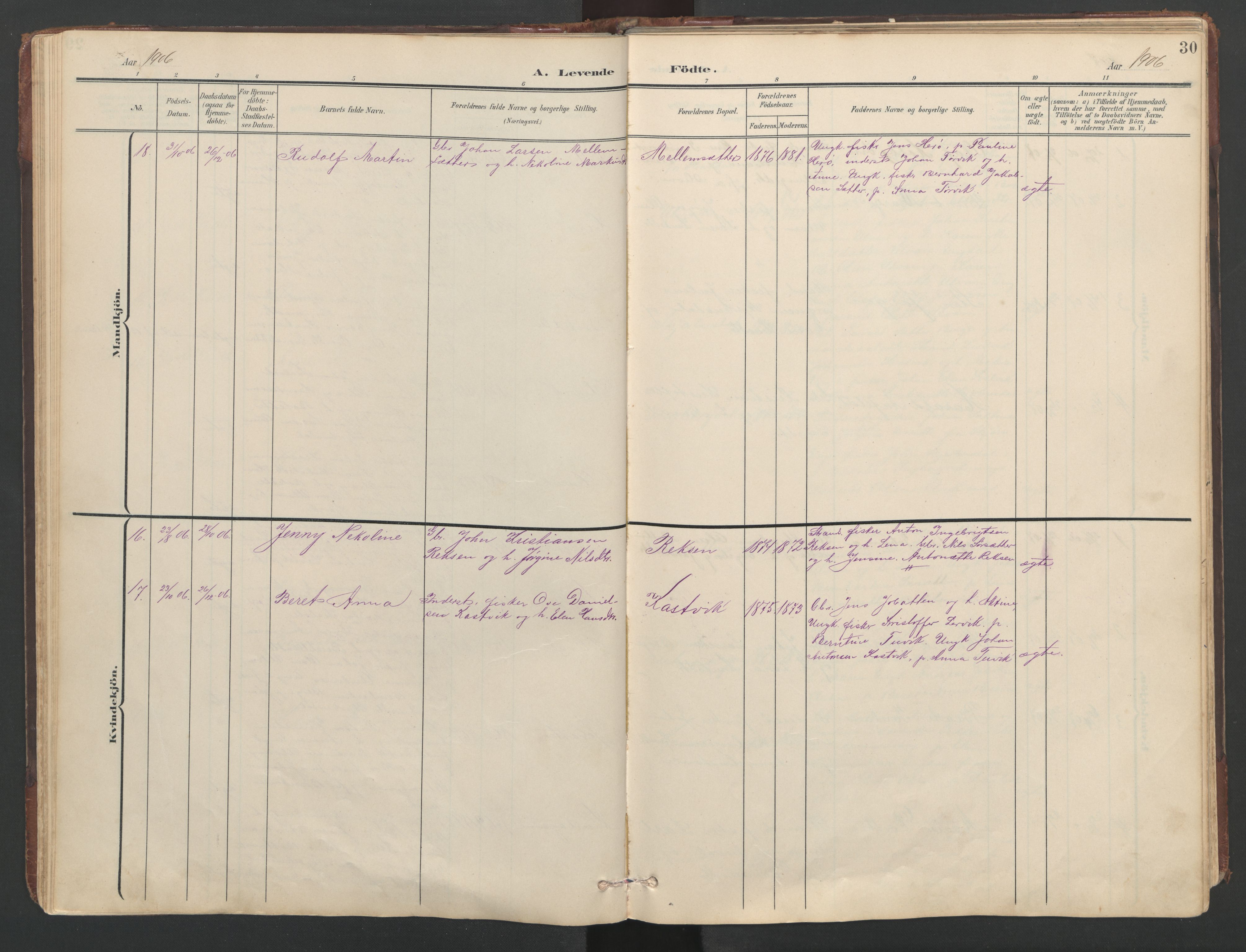 Ministerialprotokoller, klokkerbøker og fødselsregistre - Sør-Trøndelag, SAT/A-1456/638/L0571: Parish register (copy) no. 638C03, 1901-1930, p. 30