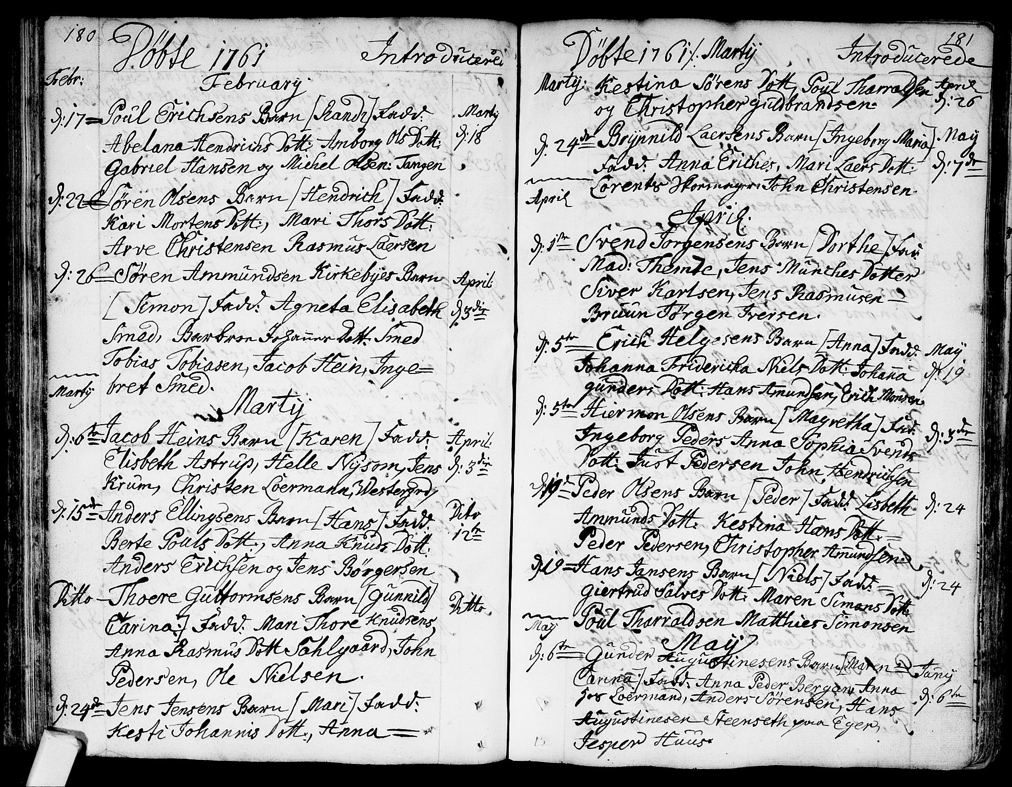 Bragernes kirkebøker, AV/SAKO-A-6/F/Fa/L0005: Parish register (official) no. I 5, 1759-1781, p. 180-181