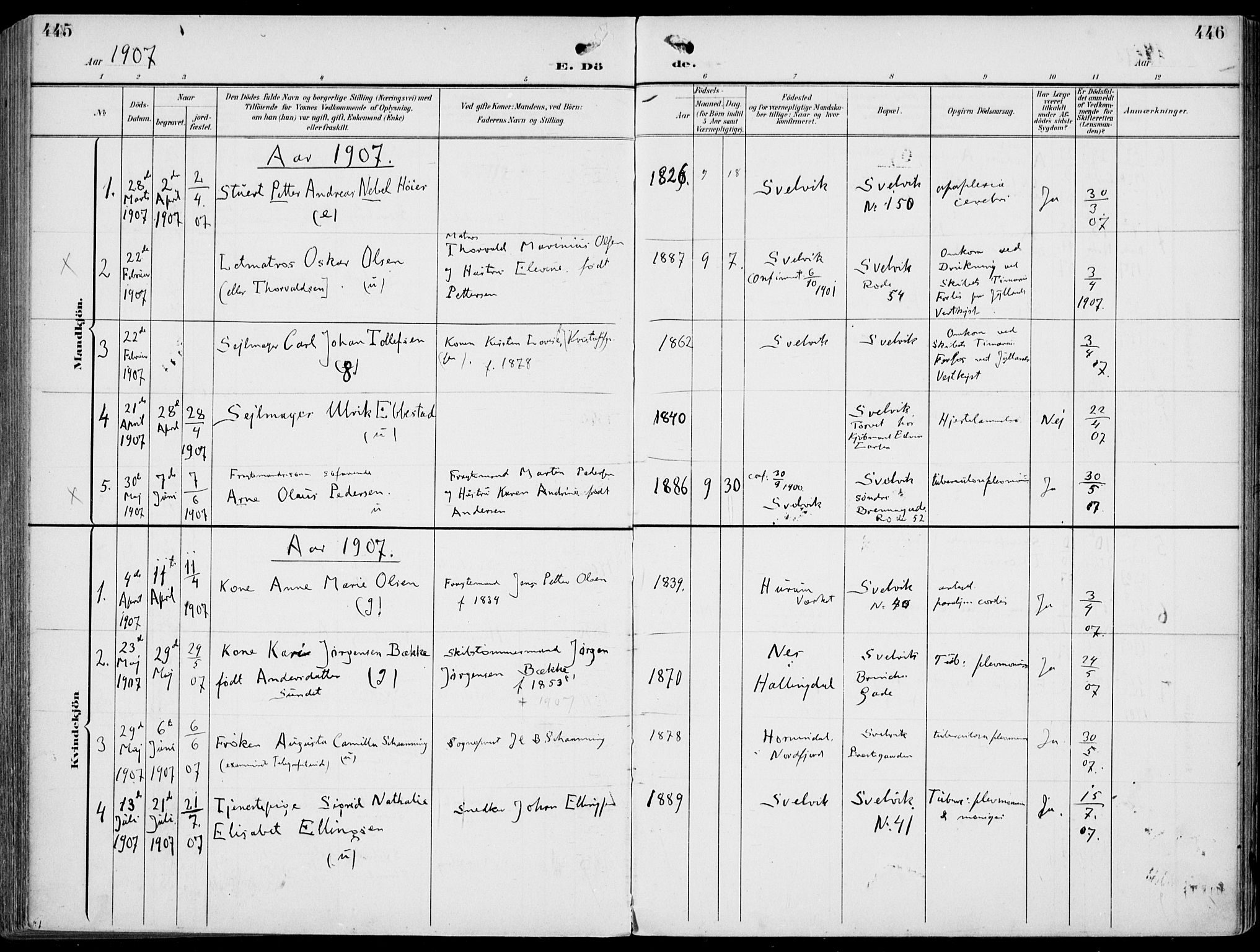 Strømm kirkebøker, AV/SAKO-A-322/F/Fb/L0002: Parish register (official) no. II 2, 1900-1919, p. 445-446