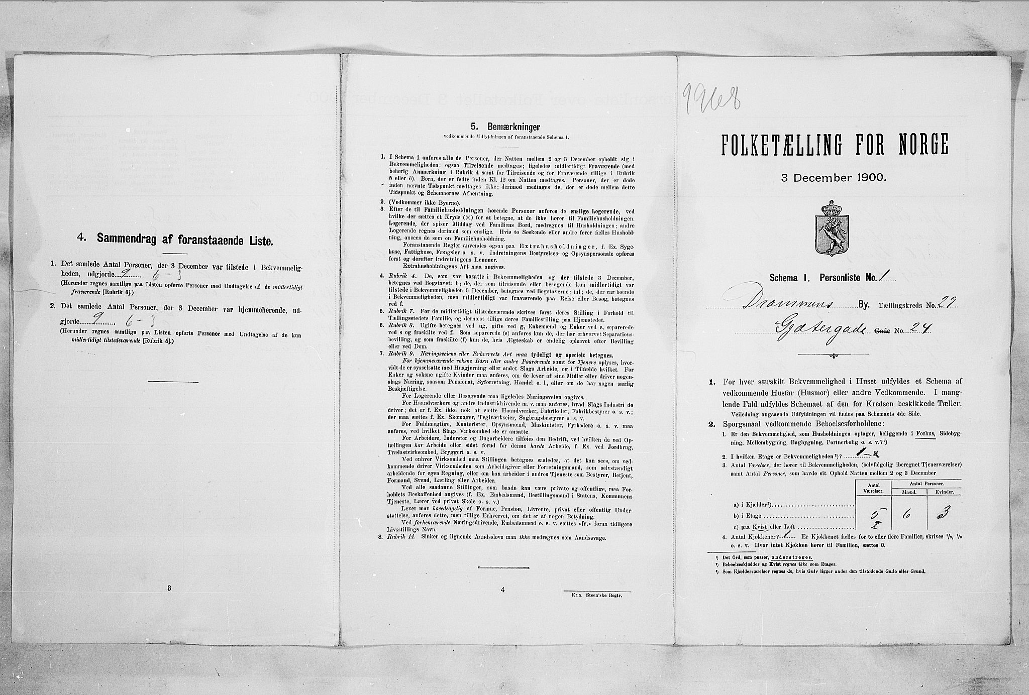 RA, 1900 census for Drammen, 1900, p. 4521