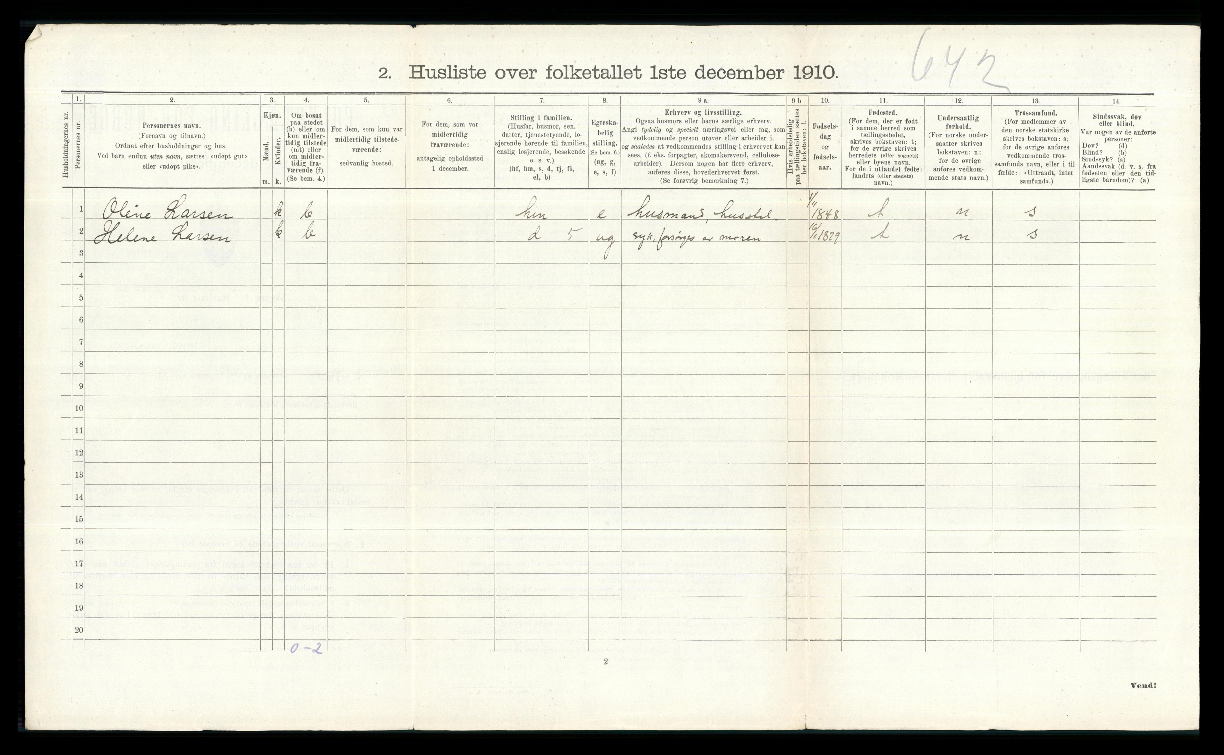 RA, 1910 census for Elverum, 1910, p. 3014
