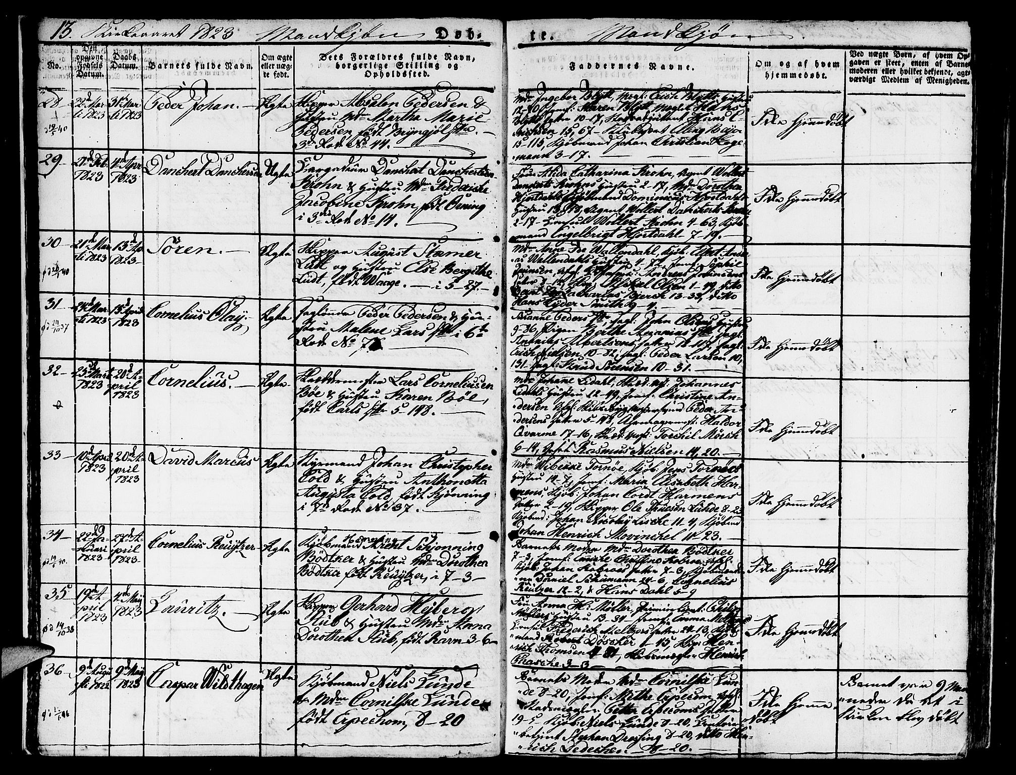 Nykirken Sokneprestembete, AV/SAB-A-77101/H/Hab: Parish register (copy) no. A 5I, 1821-1841, p. 13