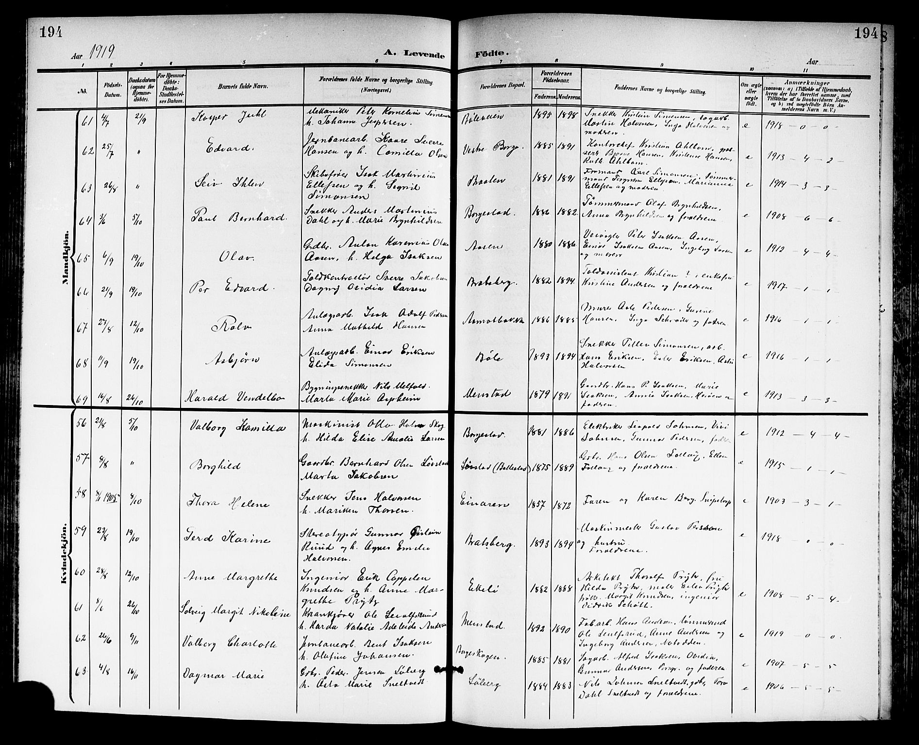 Gjerpen kirkebøker, AV/SAKO-A-265/G/Ga/L0003: Parish register (copy) no. I 3, 1901-1919, p. 194