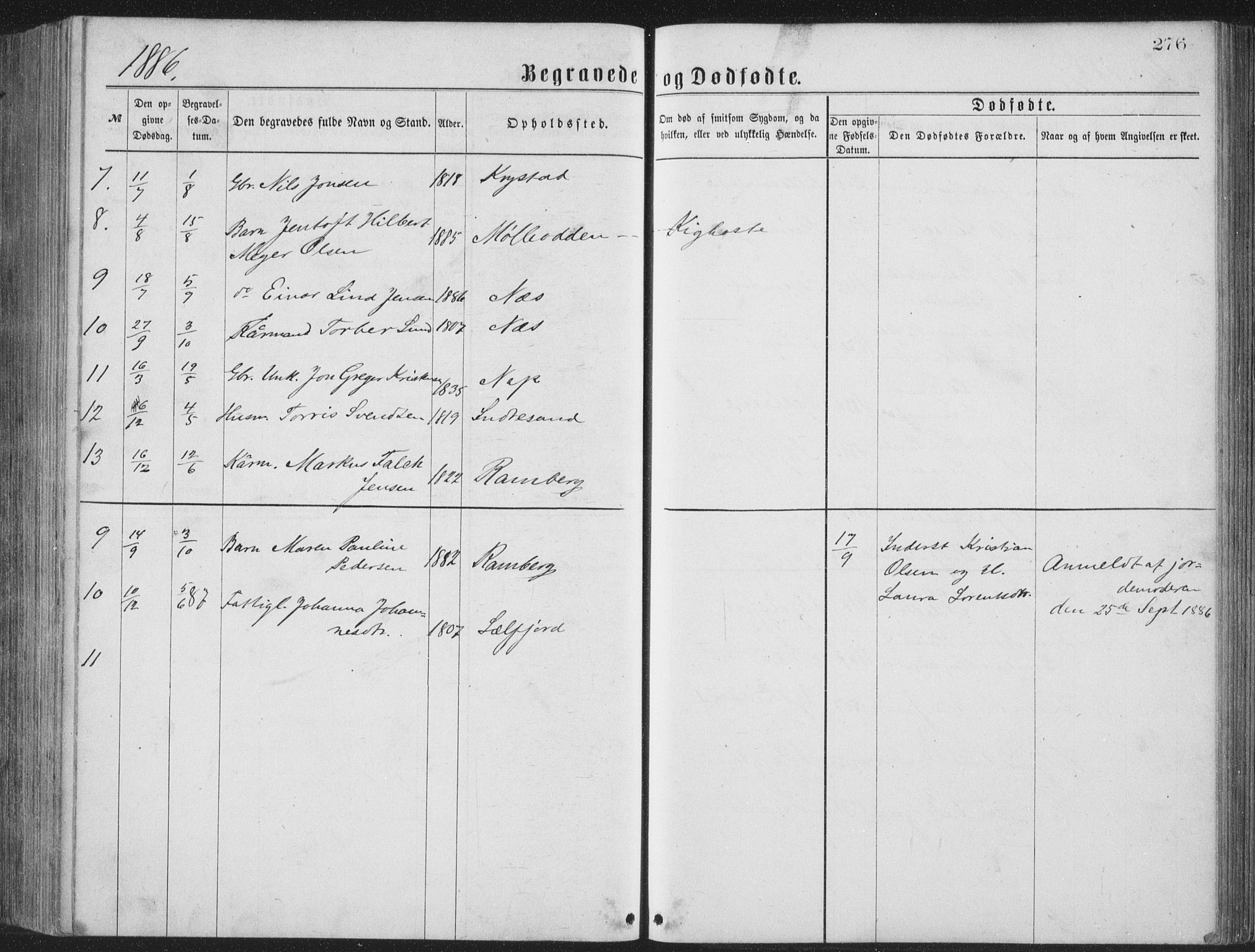 Ministerialprotokoller, klokkerbøker og fødselsregistre - Nordland, AV/SAT-A-1459/885/L1213: Parish register (copy) no. 885C02, 1874-1892, p. 276