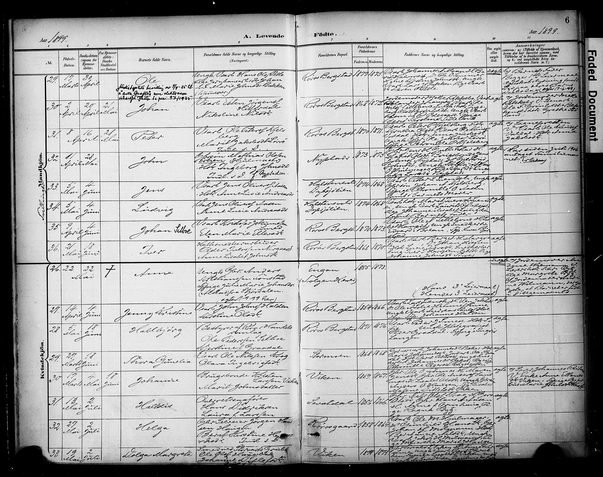 Ministerialprotokoller, klokkerbøker og fødselsregistre - Sør-Trøndelag, AV/SAT-A-1456/681/L0936: Parish register (official) no. 681A14, 1899-1908, p. 6