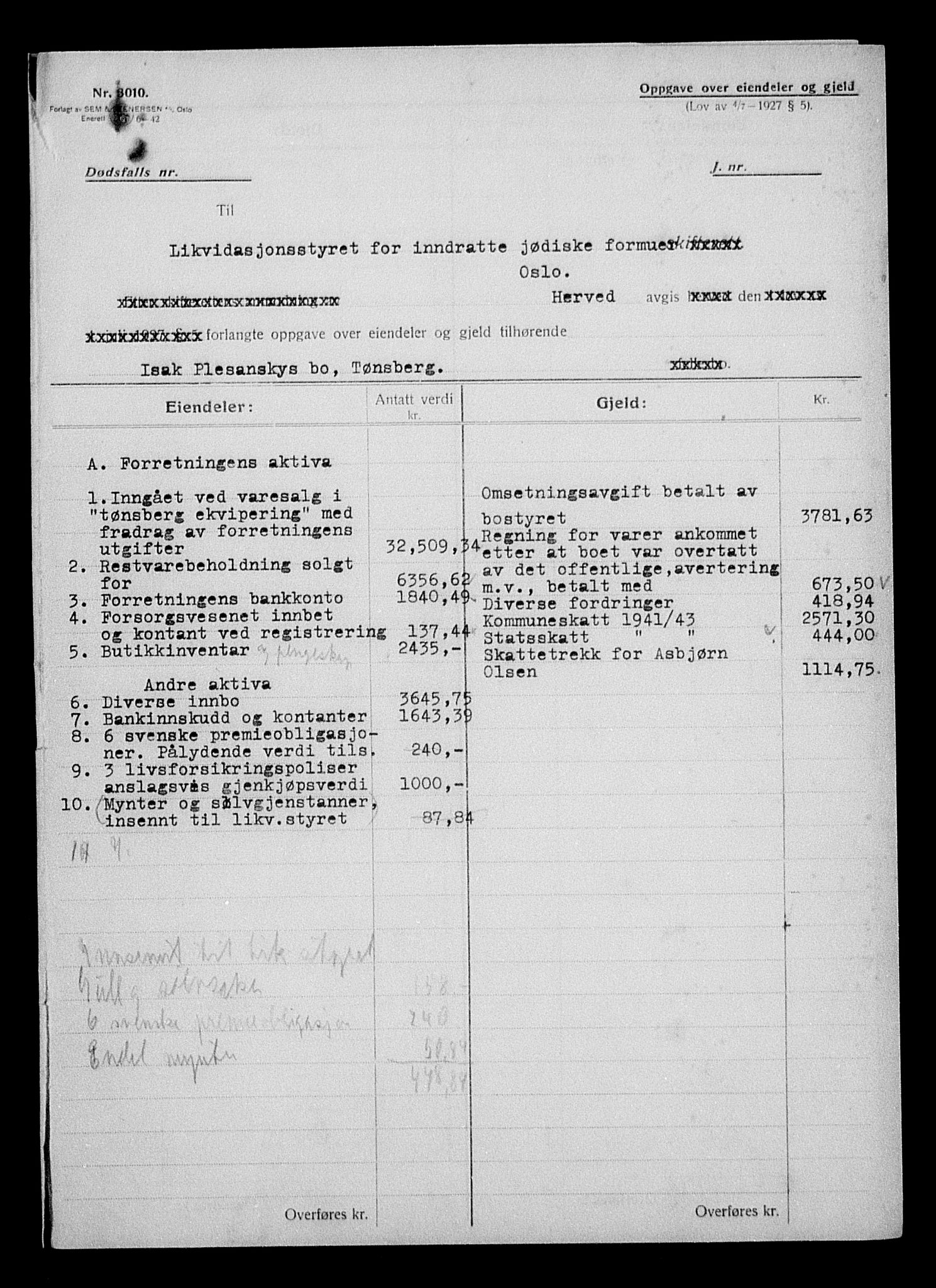 Justisdepartementet, Tilbakeføringskontoret for inndratte formuer, AV/RA-S-1564/H/Hc/Hcd/L1004: --, 1945-1947, p. 55