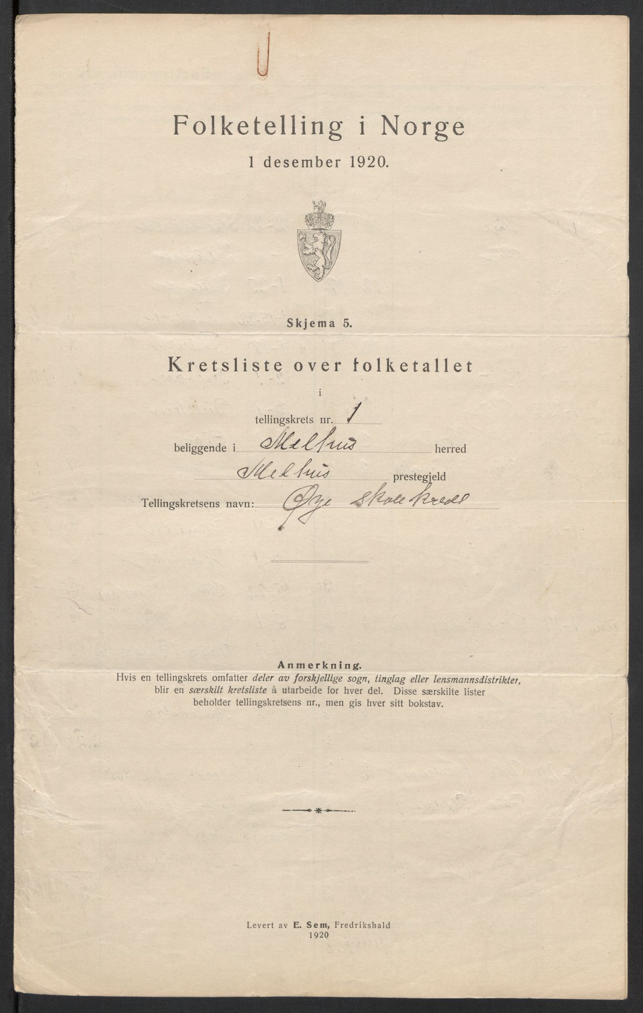 SAT, 1920 census for Melhus, 1920, p. 8