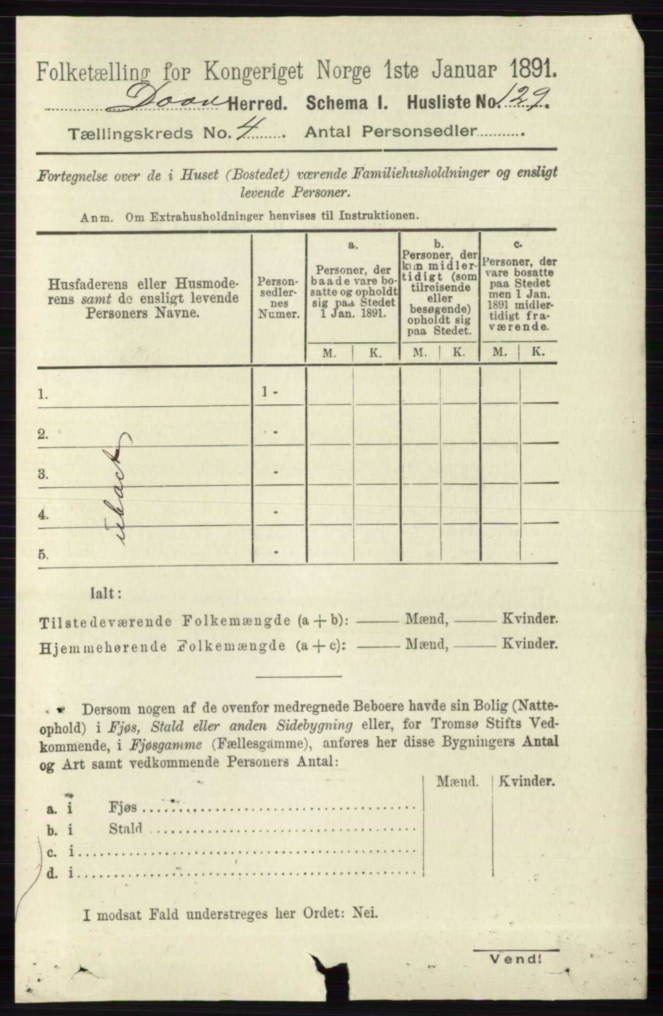 RA, 1891 census for 0511 Dovre, 1891, p. 1942