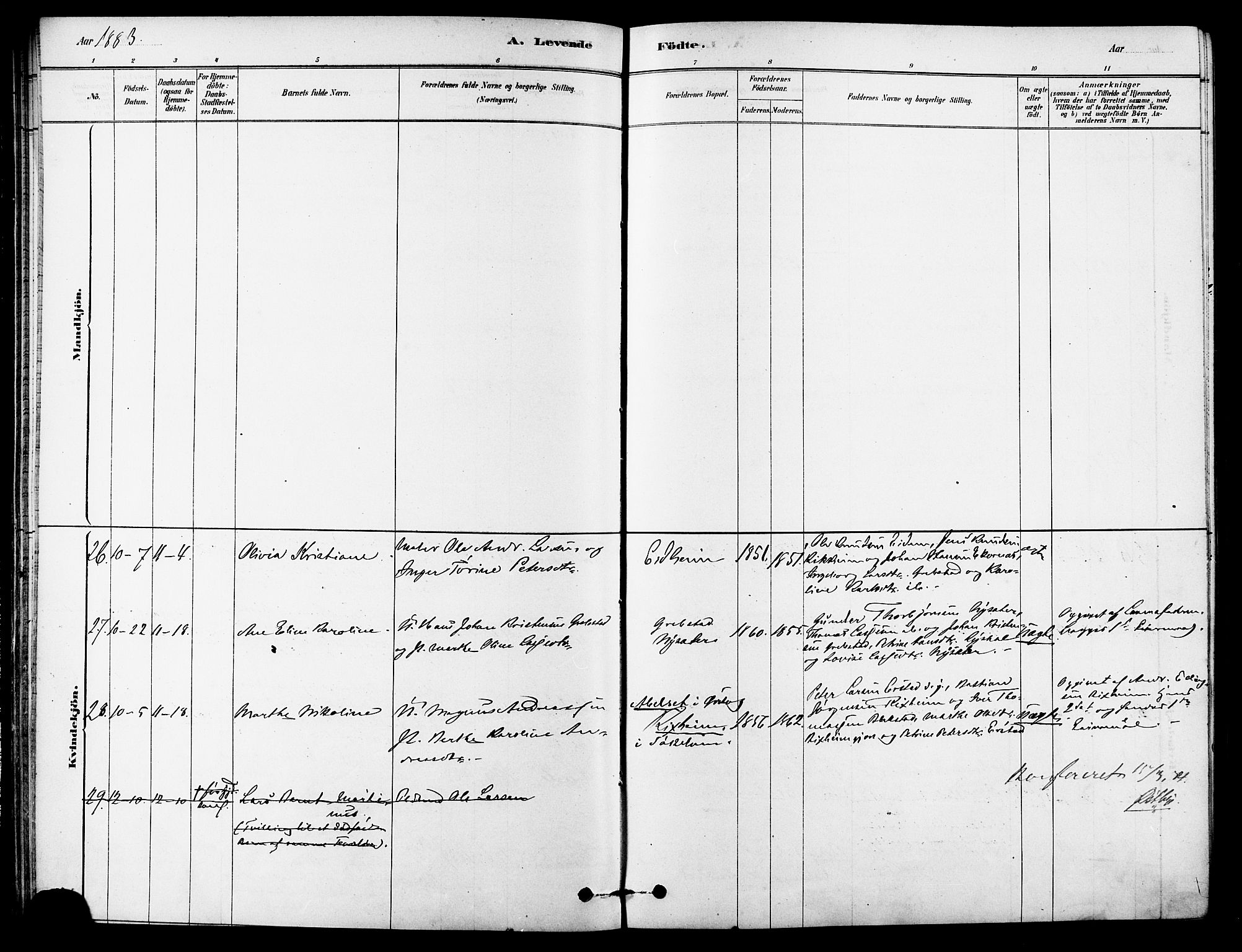 Ministerialprotokoller, klokkerbøker og fødselsregistre - Møre og Romsdal, AV/SAT-A-1454/523/L0334: Parish register (official) no. 523A01, 1878-1891