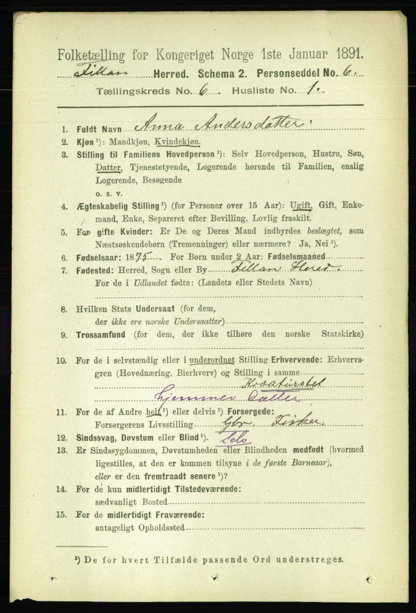 RA, 1891 census for 1616 Fillan, 1891, p. 1265