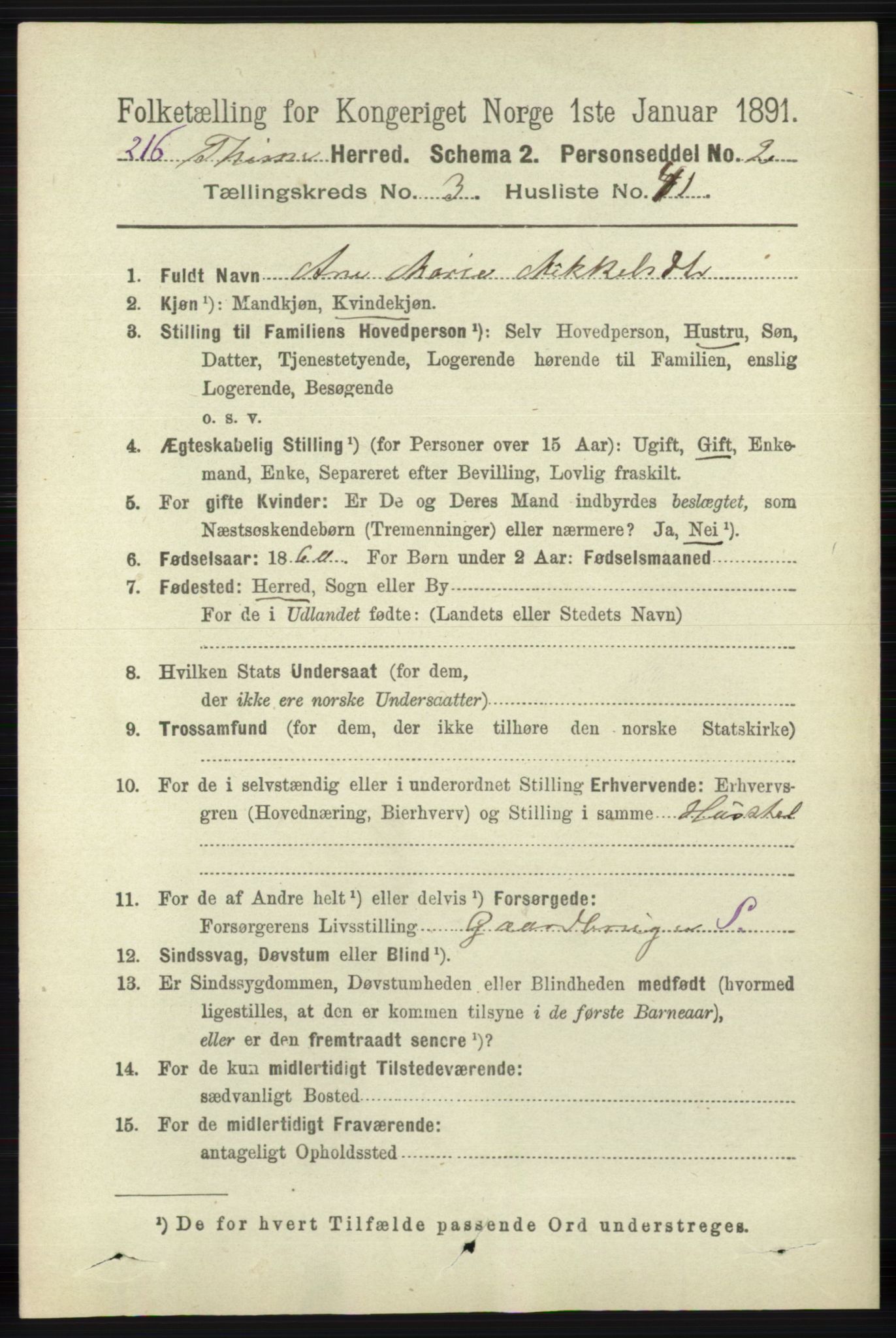 RA, 1891 census for 1121 Time, 1891, p. 1297