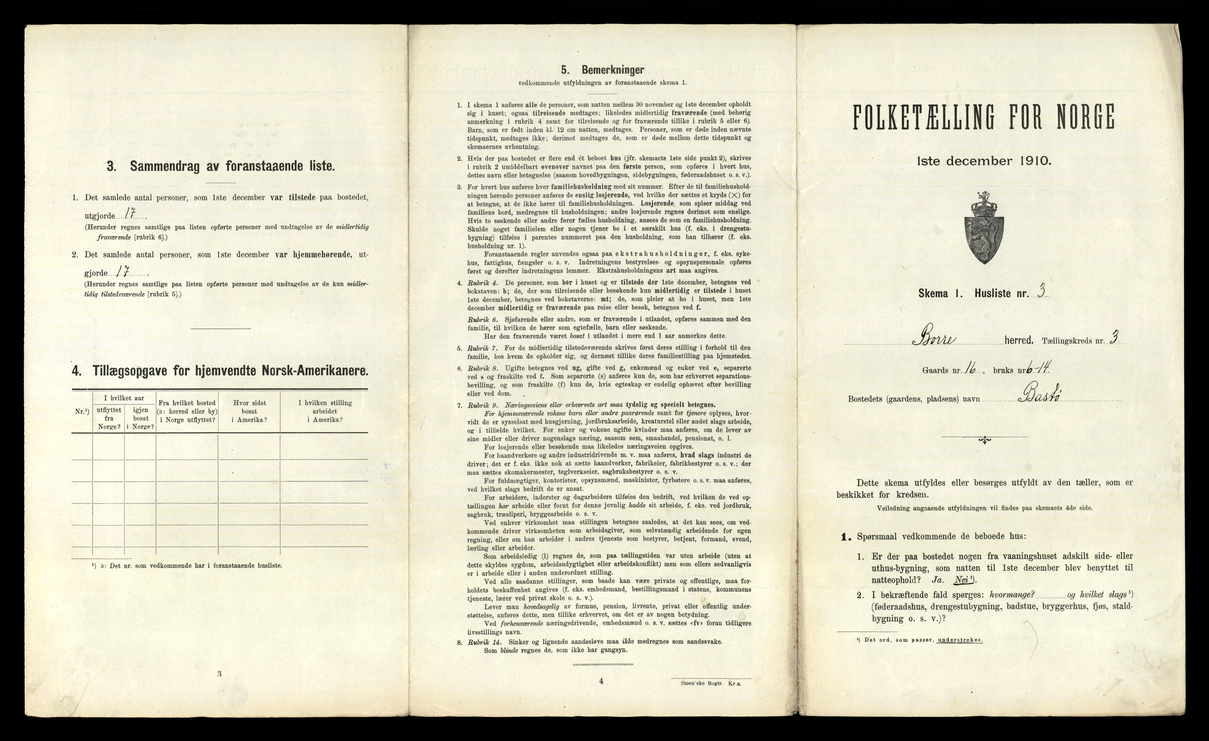 RA, 1910 census for Borre, 1910, p. 625