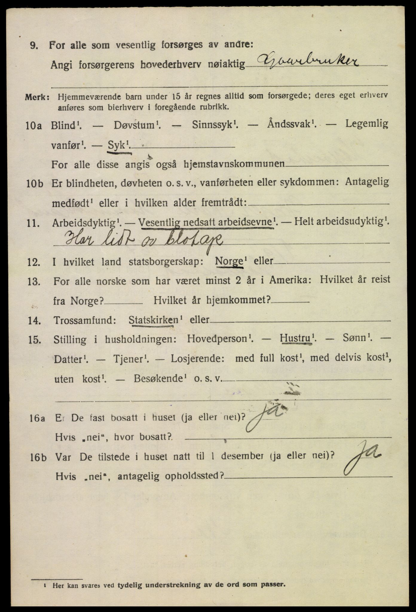 SAK, 1920 census for Hægebostad, 1920, p. 2024