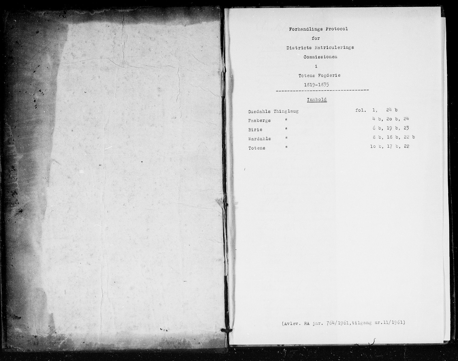 Hovedmatrikkelkommisjonen, RA/S-1529, 1819-1835