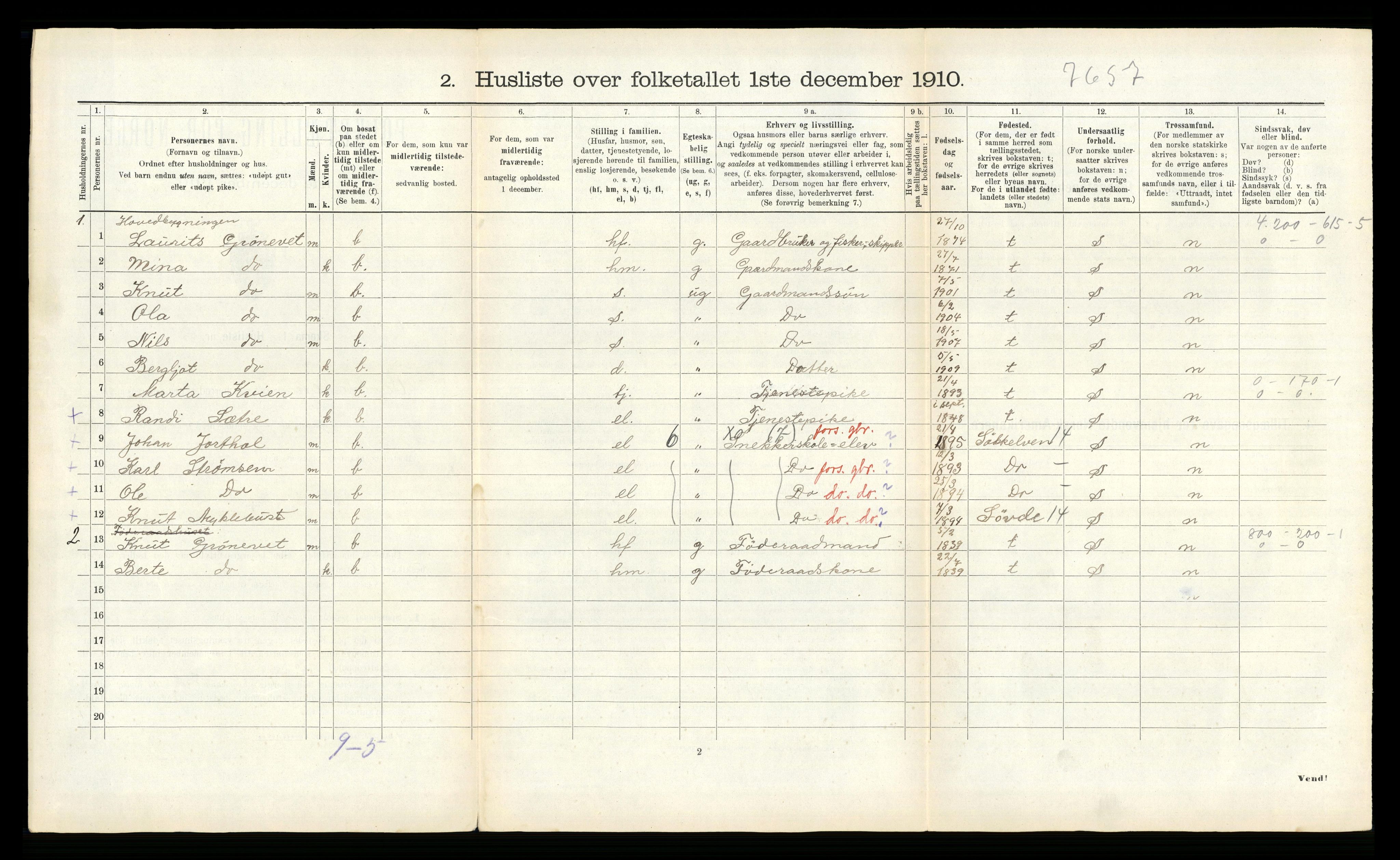 RA, 1910 census for Vartdal, 1910, p. 164