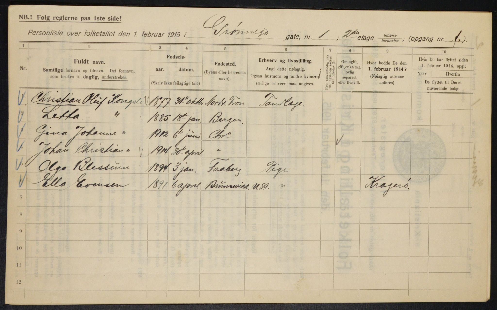 OBA, Municipal Census 1915 for Kristiania, 1915, p. 31866