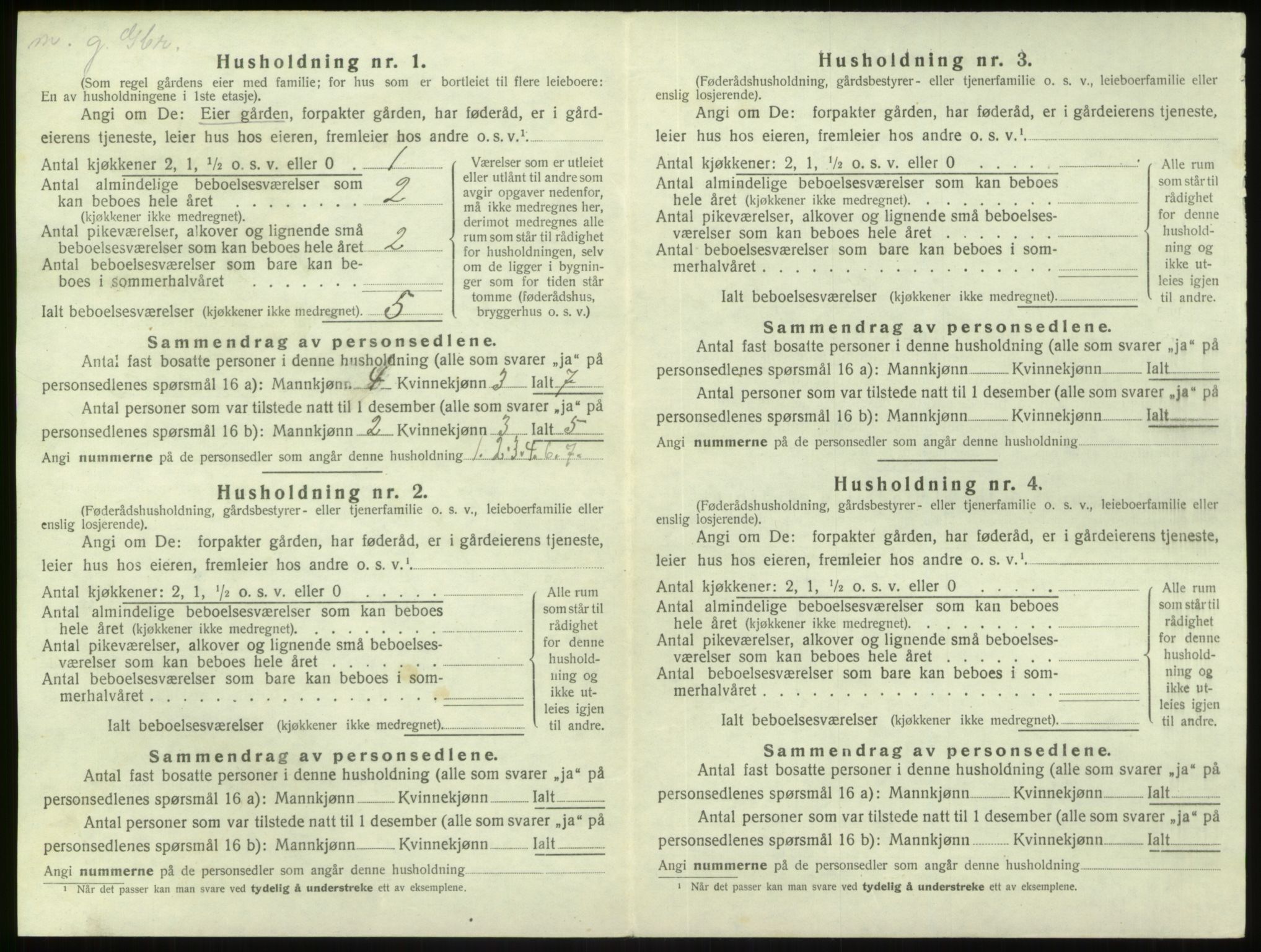 SAB, 1920 census for Gulen, 1920, p. 157
