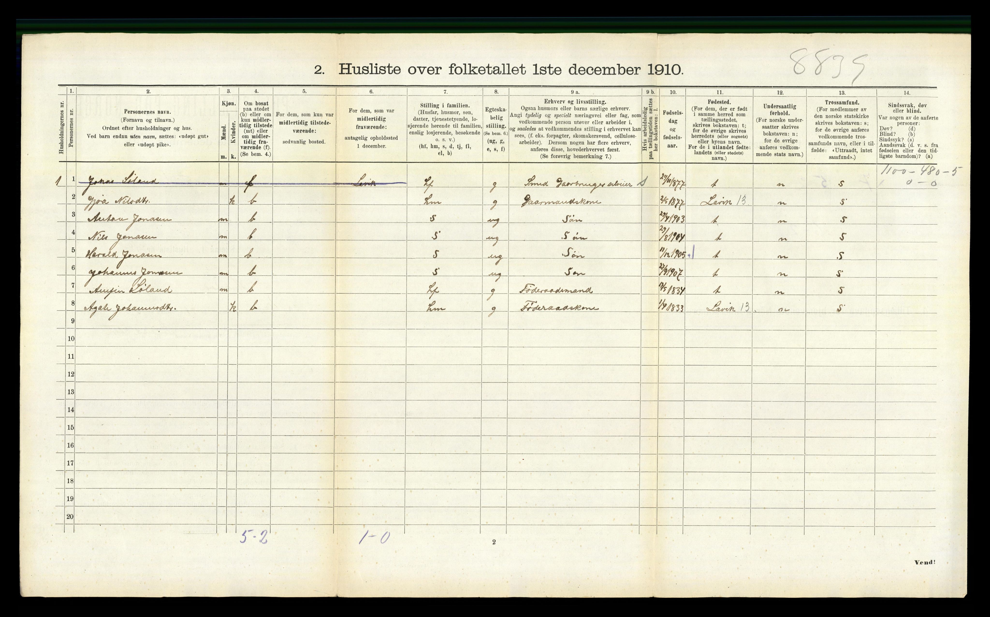 RA, 1910 census for Hyllestad, 1910, p. 780