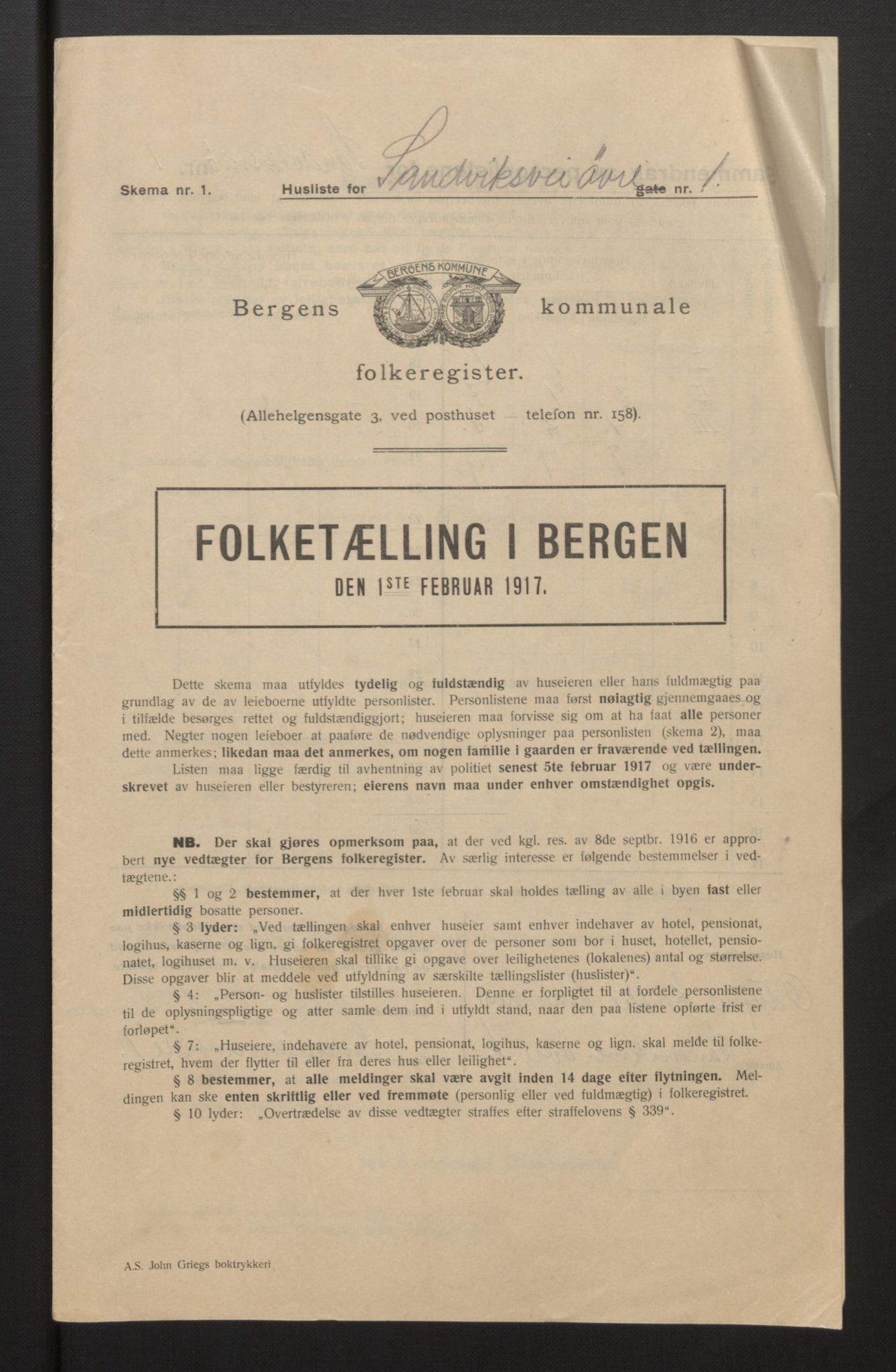 SAB, Municipal Census 1917 for Bergen, 1917, p. 33527