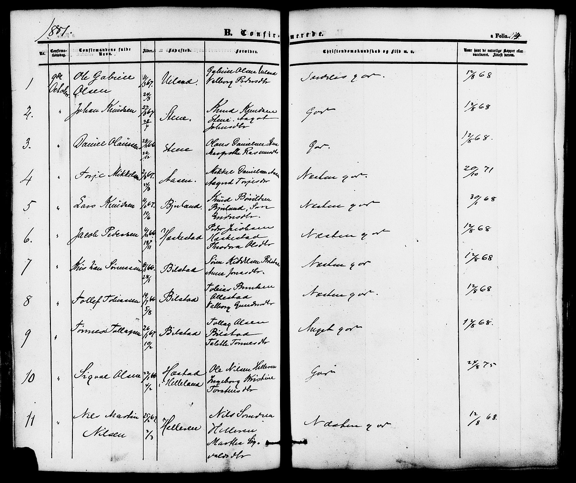 Lund sokneprestkontor, AV/SAST-A-101809/S06/L0010: Parish register (official) no. A 9, 1854-1886, p. 214