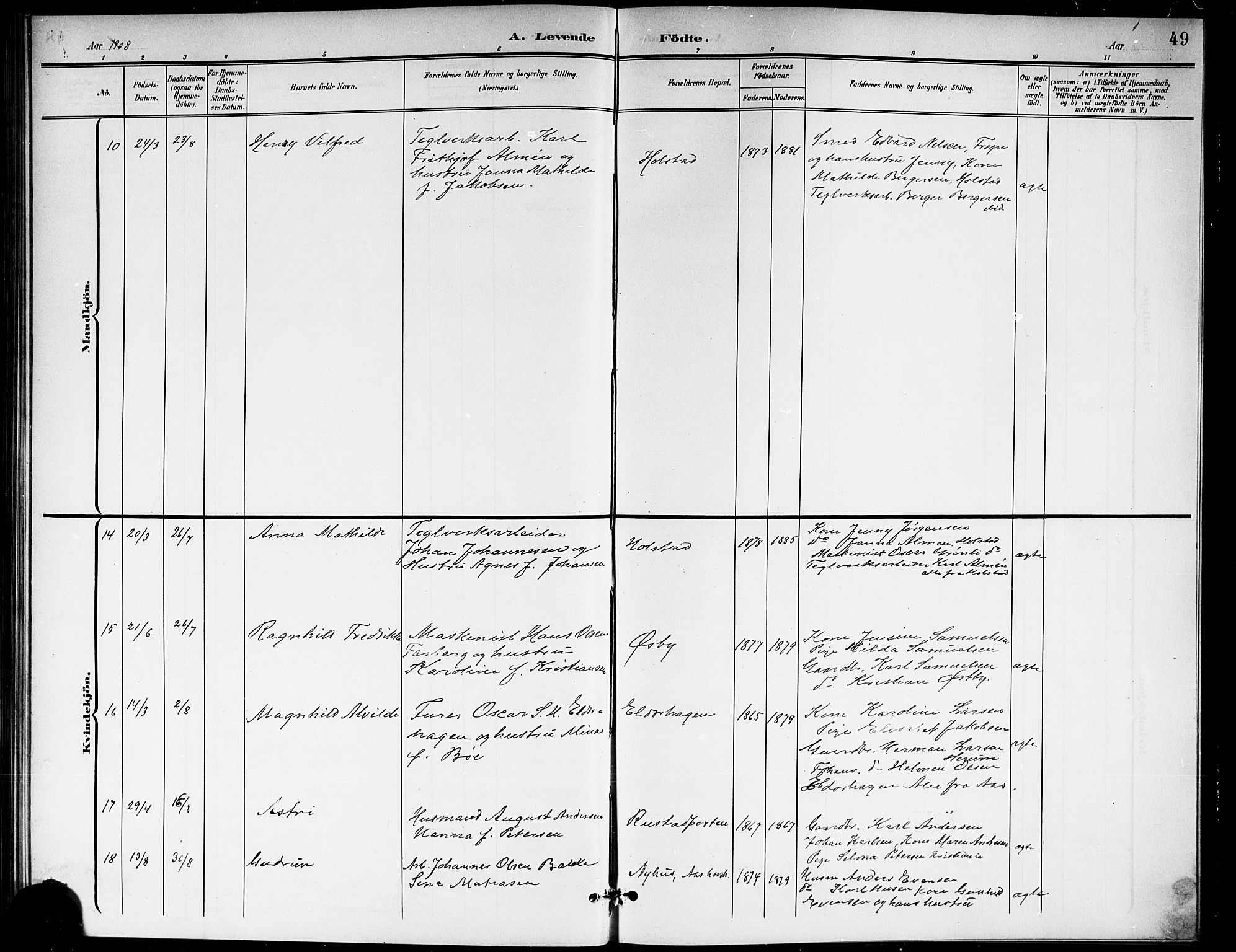 Ås prestekontor Kirkebøker, AV/SAO-A-10894/G/Ga/L0004: Parish register (copy) no. I 4, 1901-1915, p. 49