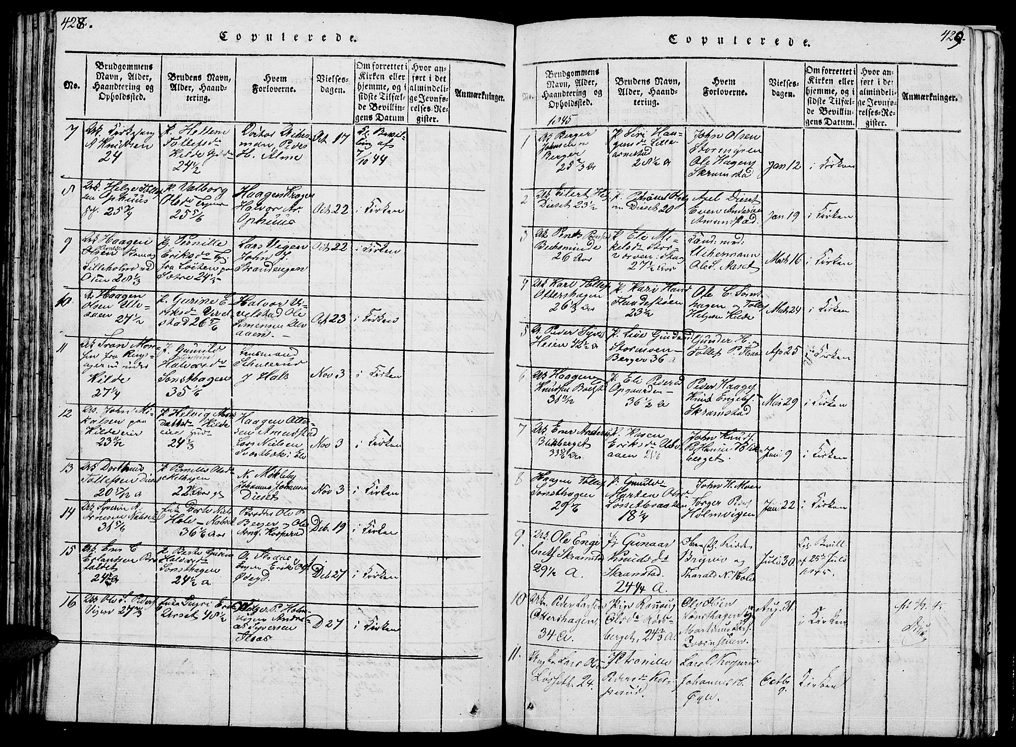 Åmot prestekontor, Hedmark, SAH/PREST-056/H/Ha/Hab/L0001: Parish register (copy) no. 1, 1815-1847, p. 428-429