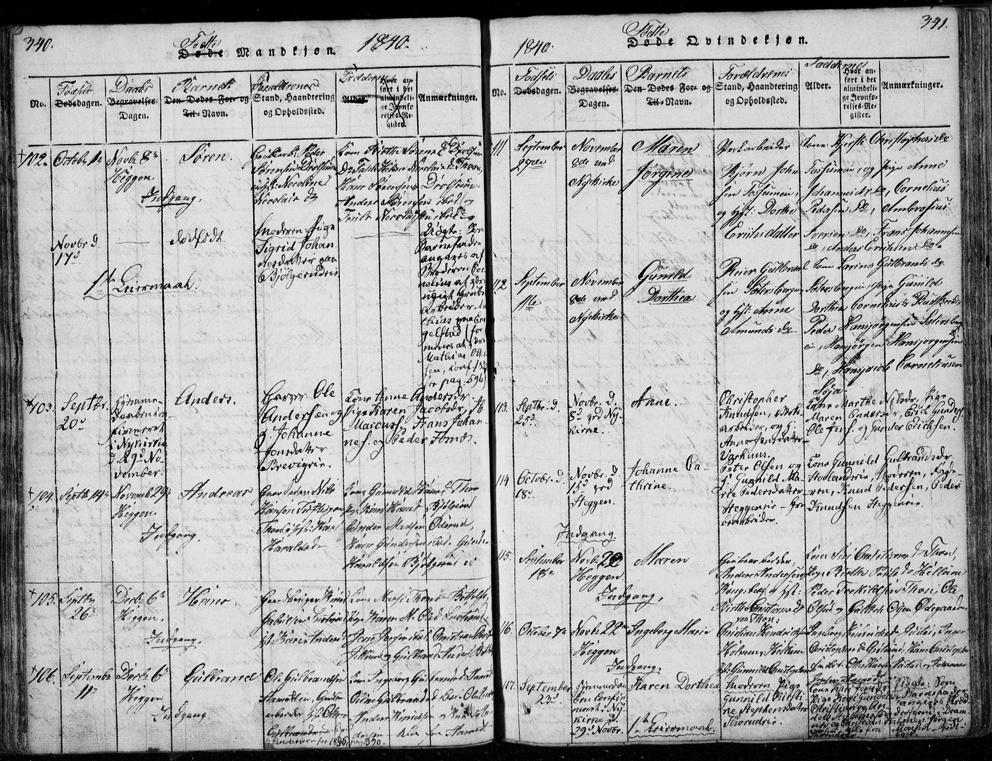 Modum kirkebøker, AV/SAKO-A-234/F/Fa/L0006: Parish register (official) no. 6, 1832-1841, p. 340-341