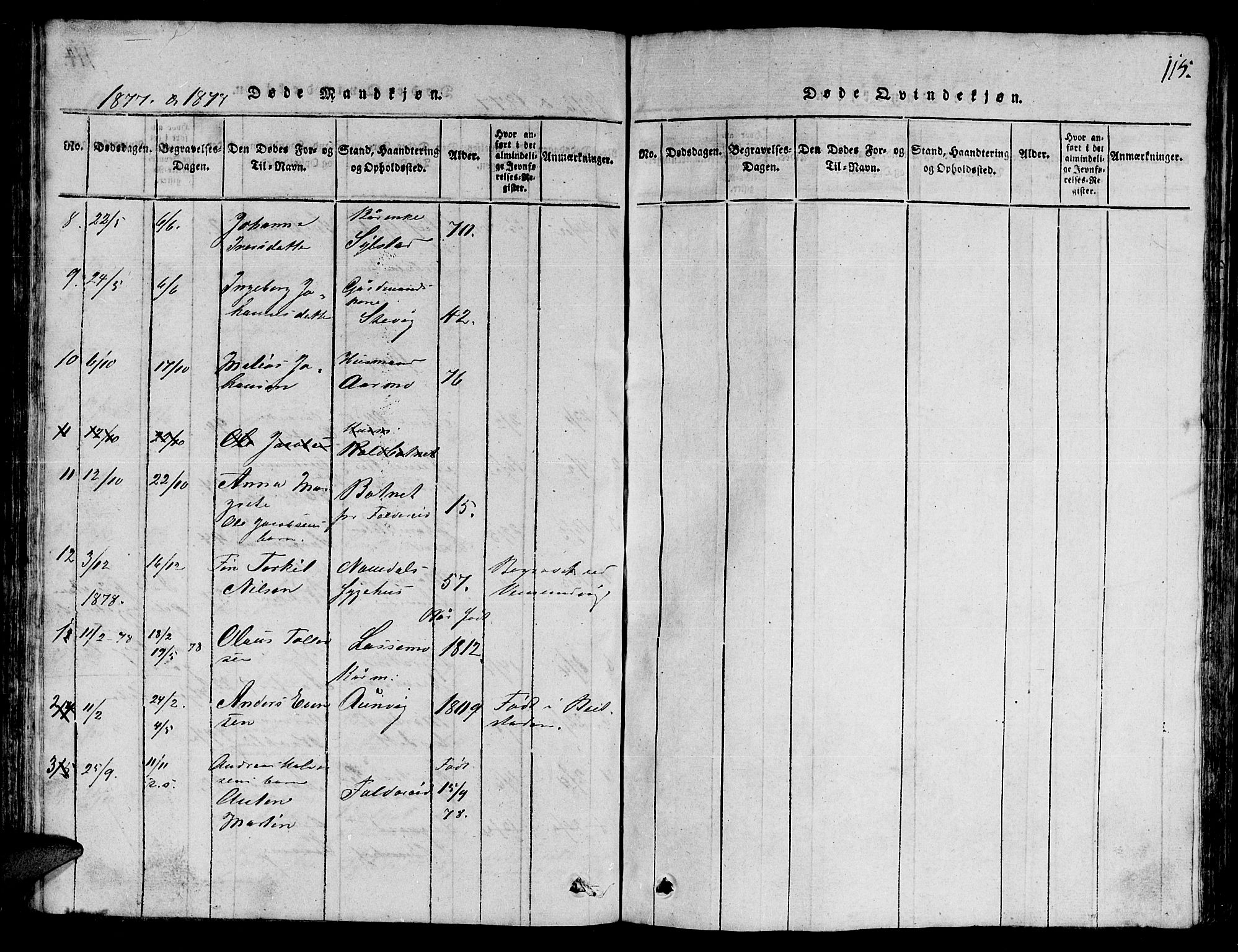 Ministerialprotokoller, klokkerbøker og fødselsregistre - Nord-Trøndelag, SAT/A-1458/780/L0648: Parish register (copy) no. 780C01 /3, 1815-1877, p. 115